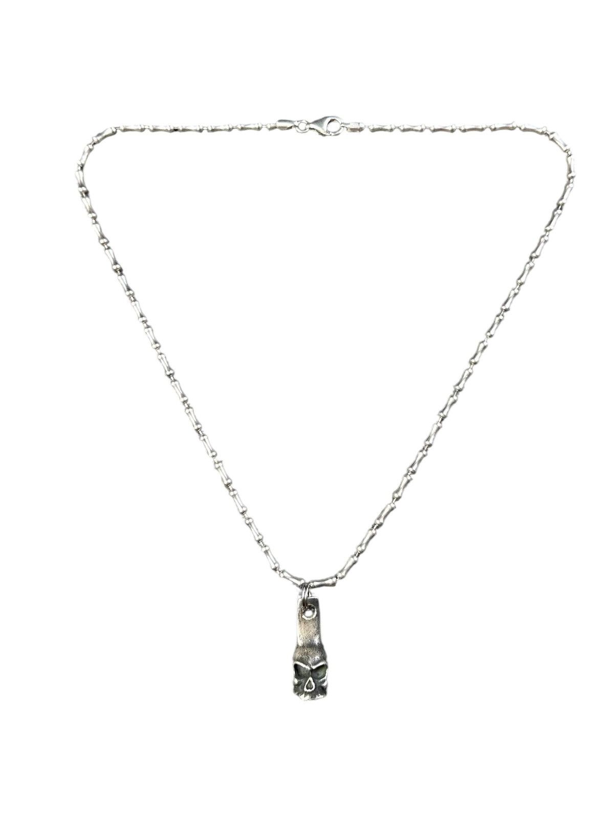 Vintage ALPHA STAR STERLING SILVER BONES AND SHADOW SKULL NECKLACE Size ONE SIZE - 2 Thumbnail