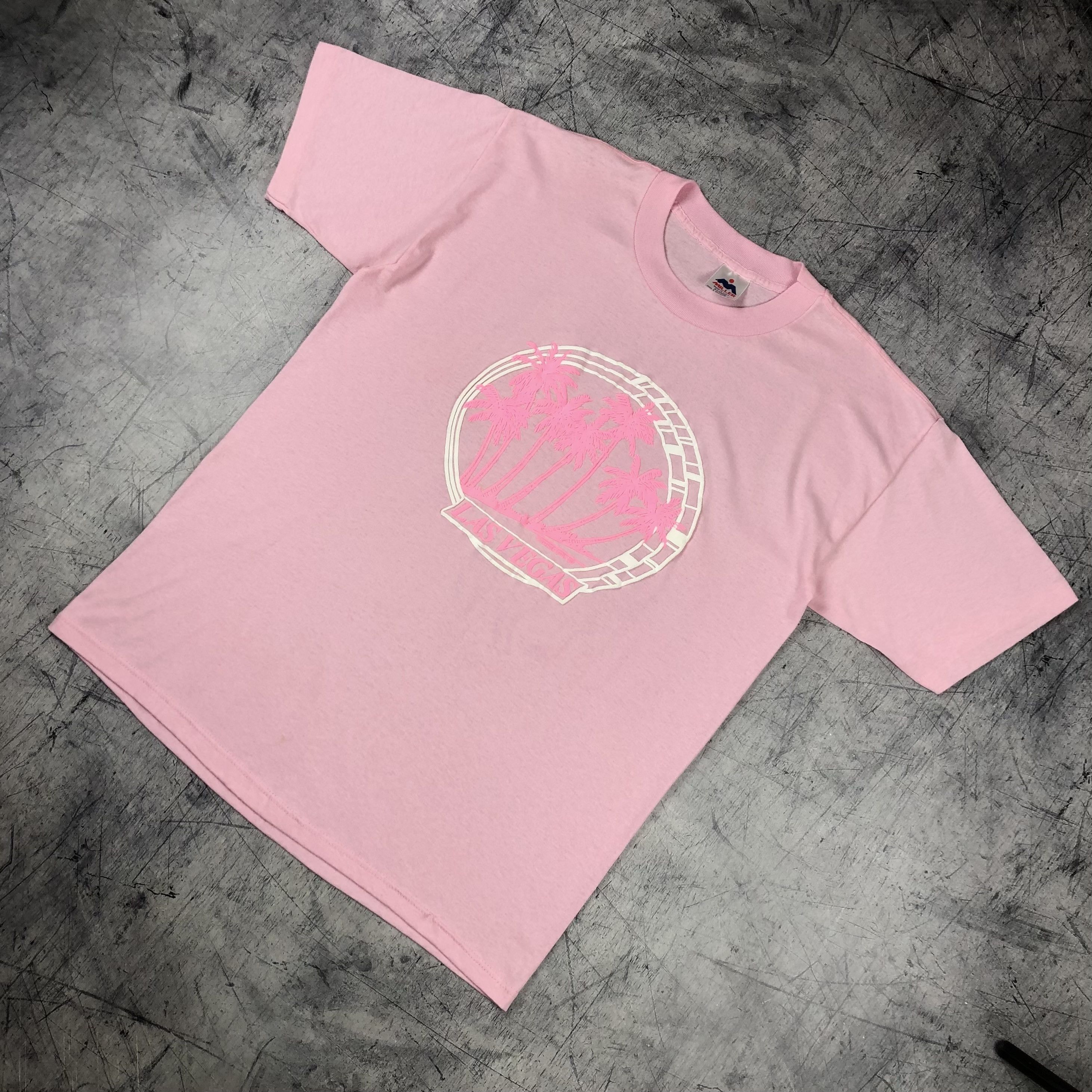 Vintage 1989 Las Vegas Puff Print Pink Tee Size US XL / EU 56 / 4 - 3 Thumbnail