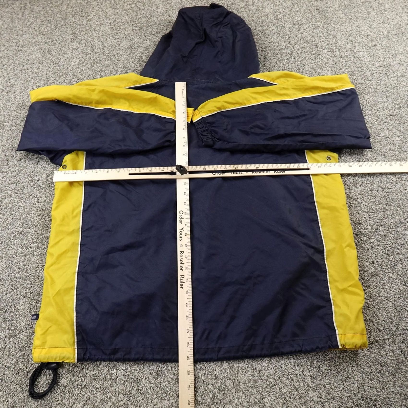 Gap VINTAGE Gap Jacket Mens XL Blue Yellow Anorak 1/2 Zip Windbreaker Pullover Coat Pockets Hooded Lined Nylon Zipper Stand-Up Collar Casual Outdoor Size US XL / EU 56 / 4 - 7 Thumbnail