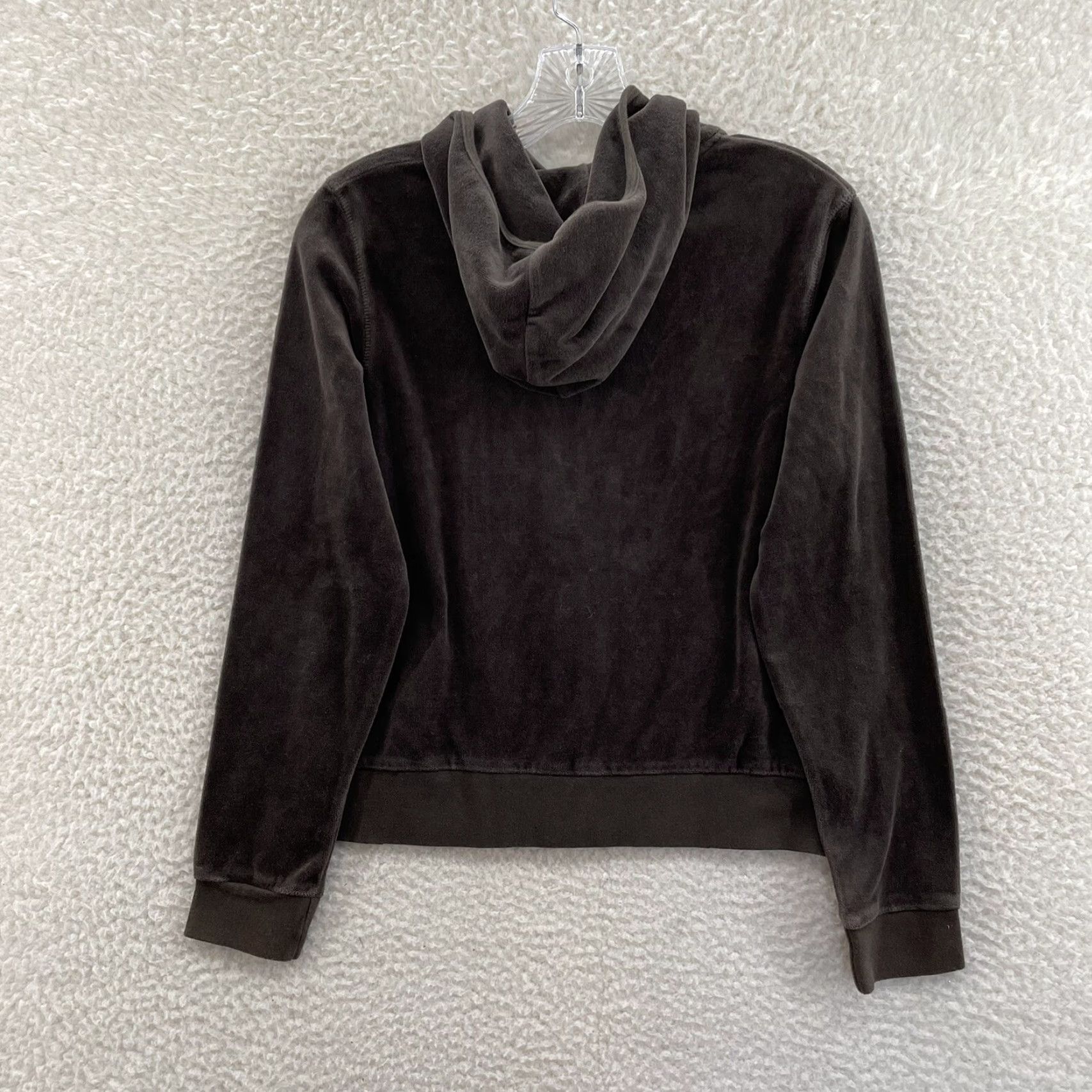 Velvet VINTAGE Y2K Track Jacket Womens Brown Velour Full Zip Hoodie L Velour Sporty Size L / US 10 / IT 46 - 2 Thumbnail