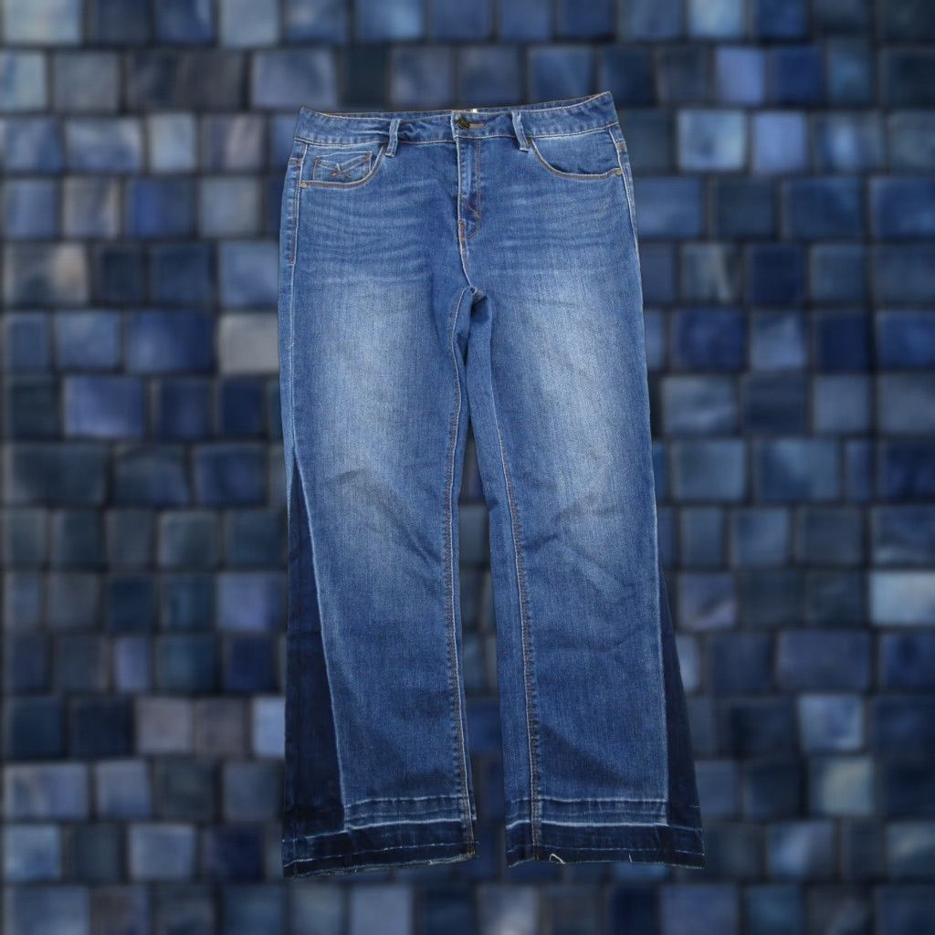 Denime Unpublished Denim Jeans Women's Size 30 2 Tone Blue Stretch Raw Hem 5-Pocket Straight Regular Denim Size 30" / US 8 / IT 44 - 1 Thumbnail