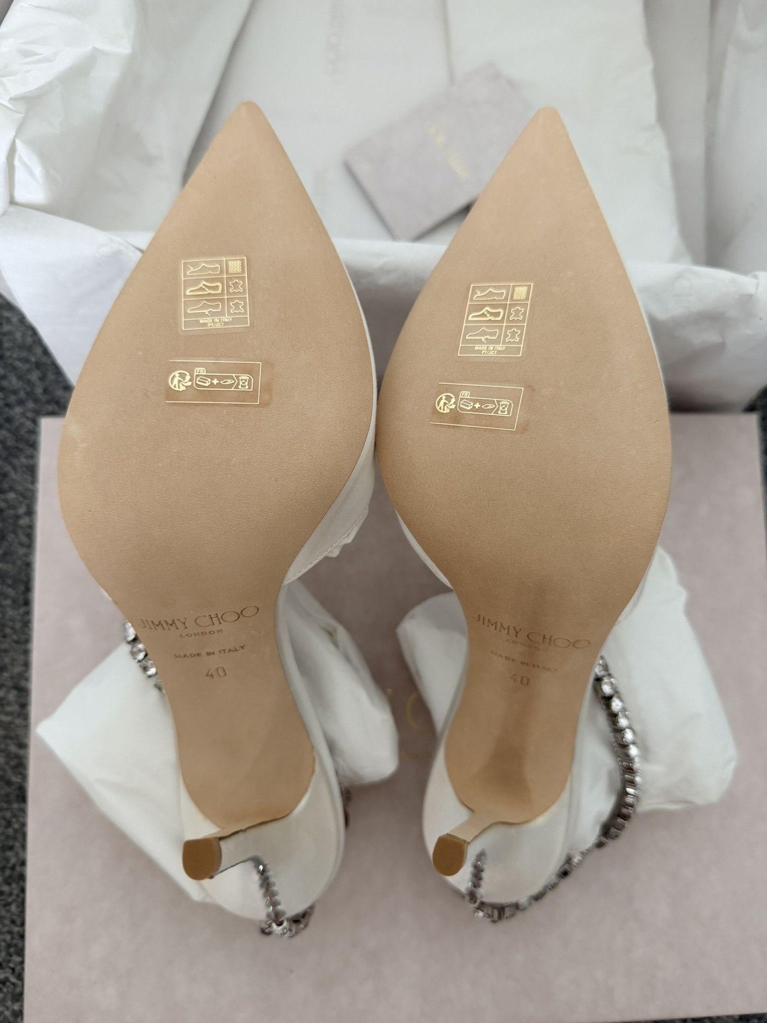 Jimmy Choo Jimmy Choo Saeda 100 Ivory/Crystal Size US 10 / IT 40 - 4 Thumbnail