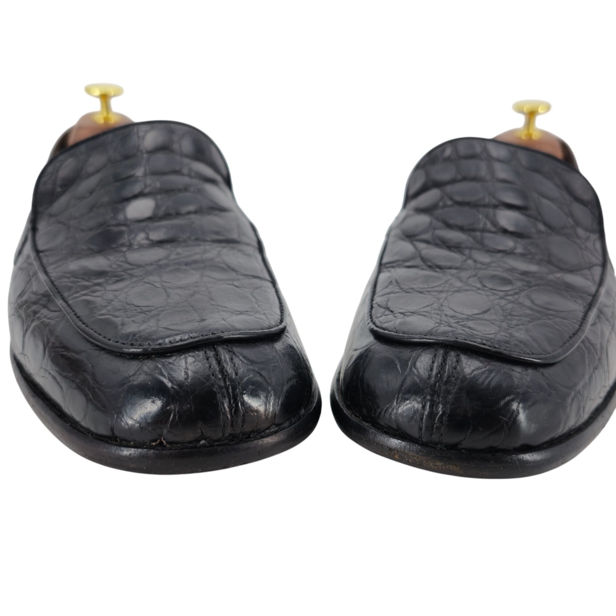 Bragano × Cole Haan Vintage Bragano Exotic Crocodile Italy Men 9.5 Black Leather Size US 9.5 / EU 42-43 - 9 Thumbnail