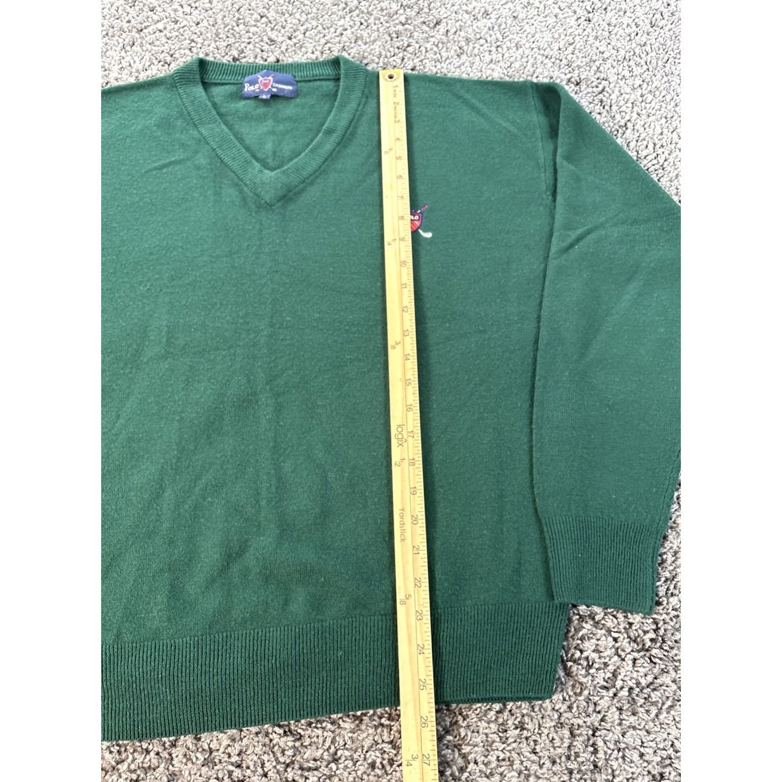 Polo Ralph Lauren Polo Ralph Lauren Polo Pullover V-Neck Sweater Cashmere Fine Knit Mens L Green Long Sleeve Size US L / EU 52-54 / 3 - 2 Thumbnail
