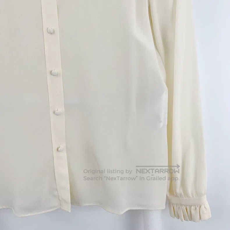 Saint Laurent Paris Saint Laurent Paris Beige Ruffle Long Sleeve Shirt Size XXS / US 00 / IT 34 - 5 Thumbnail