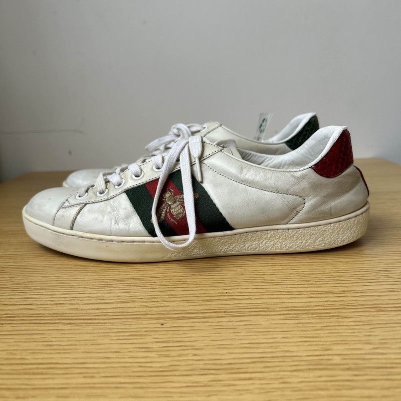 Gucci Gucci ACE Leather Low-Top Sneakers in White 0079 Size US 8 / EU 41 - 1 Thumbnail