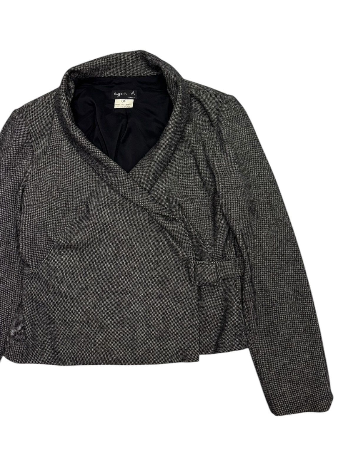 agnes b. 🔥AGNES B WOOL LAINE GREY SHAWL COLLAR CROP JACKET Size S / US 4 / IT 40 - 10 Thumbnail