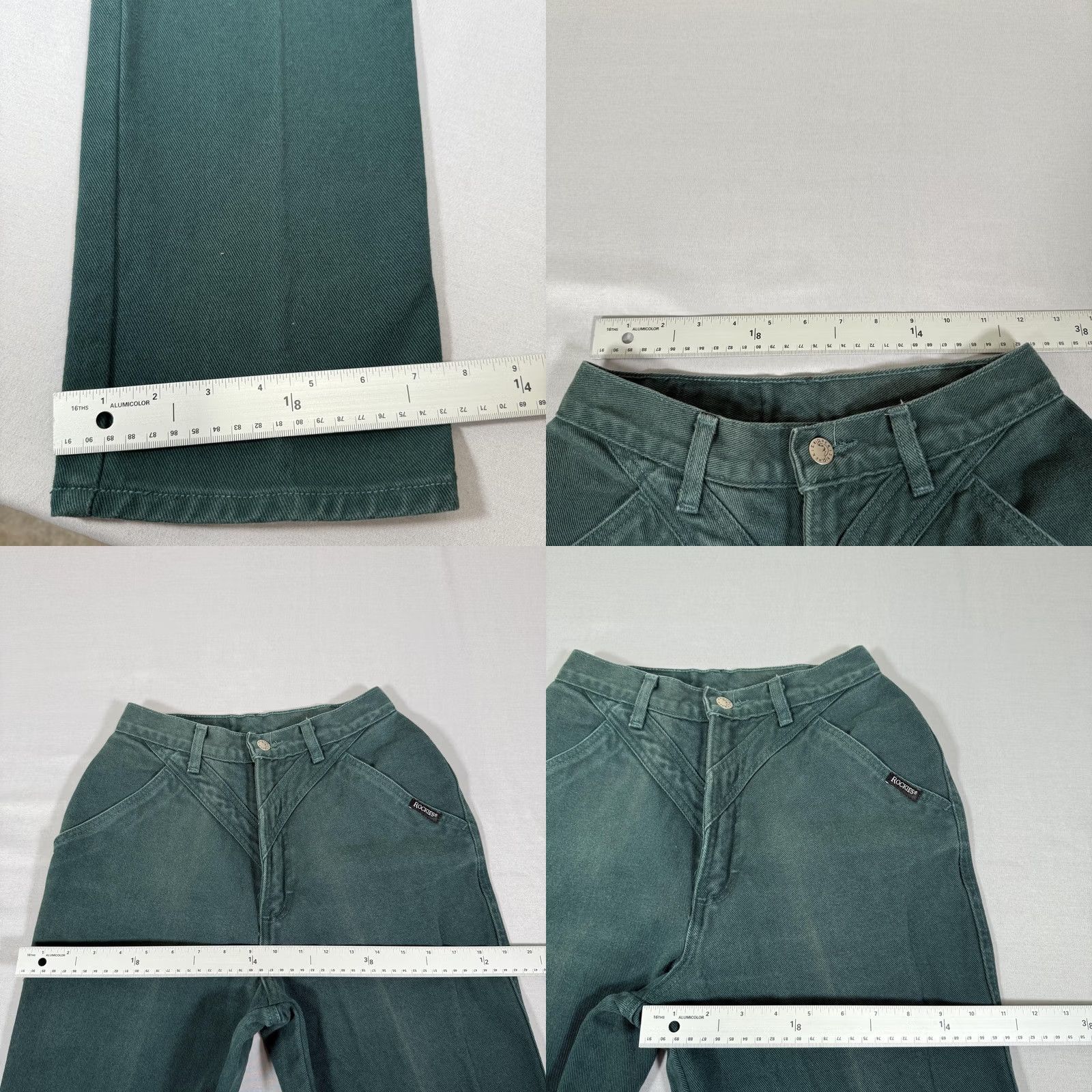 Vintage VINTAGE Rockies Jeans Womens 7 Green Slim Fit Denim Pants 90s Straight High Rise 36 In Inseam Mens Womens Girls Boys Size 28" / US 6 / IT 42 - 8 Thumbnail