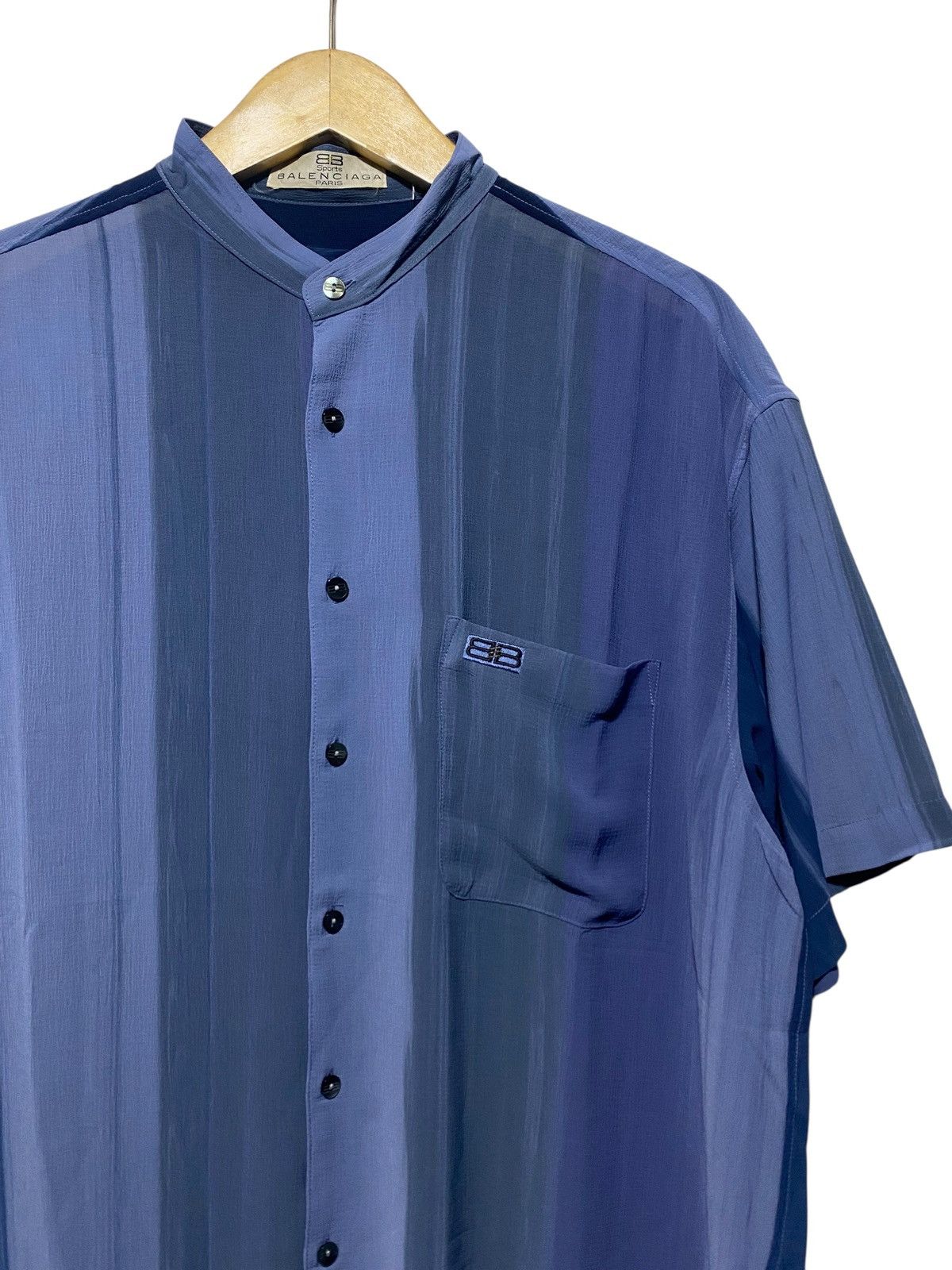 Balenciaga Vtg Balenciaga 2004 stripe color stand collar oversize shirt Size US L / EU 52-54 / 3 - 2 Thumbnail