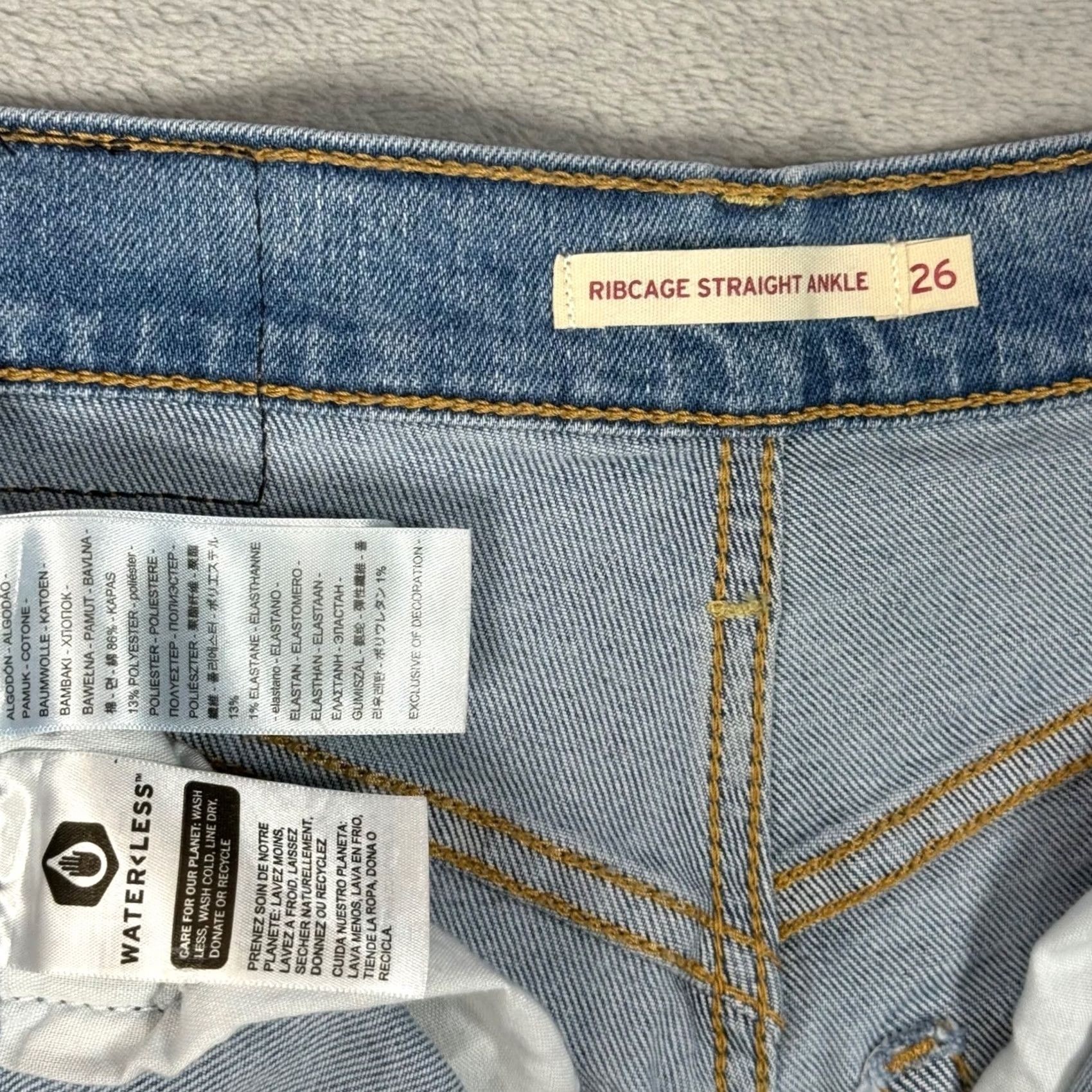 CO Levi Strauss Co Ribcage Straight Ankle Jeans Light Wash Distressed Sz 26 Women Jeans Size 26" / US 2 / IT 38 - 5 Thumbnail