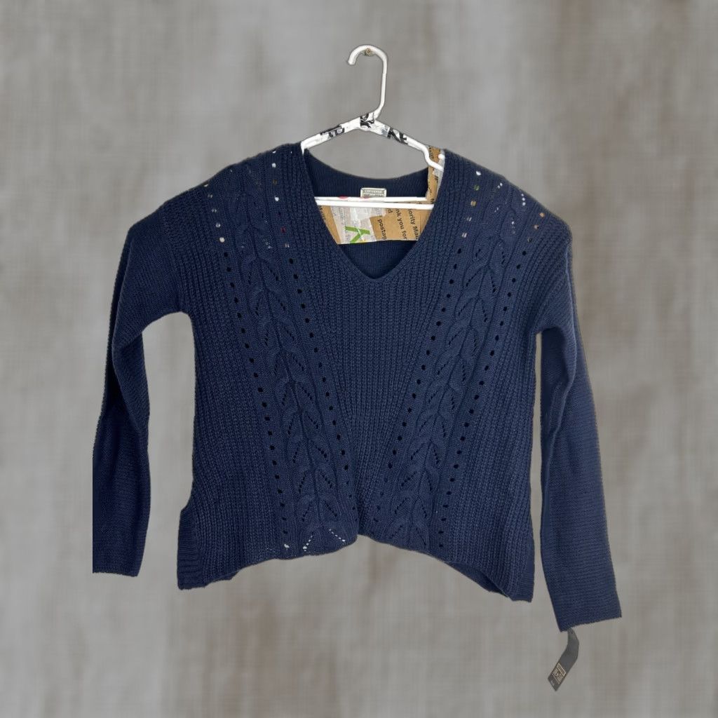 Converse Converse One Star Womens Sweater V-Neck Pullover Navy Blue M Size M / US 6-8 / IT 42-44 - 1 Thumbnail