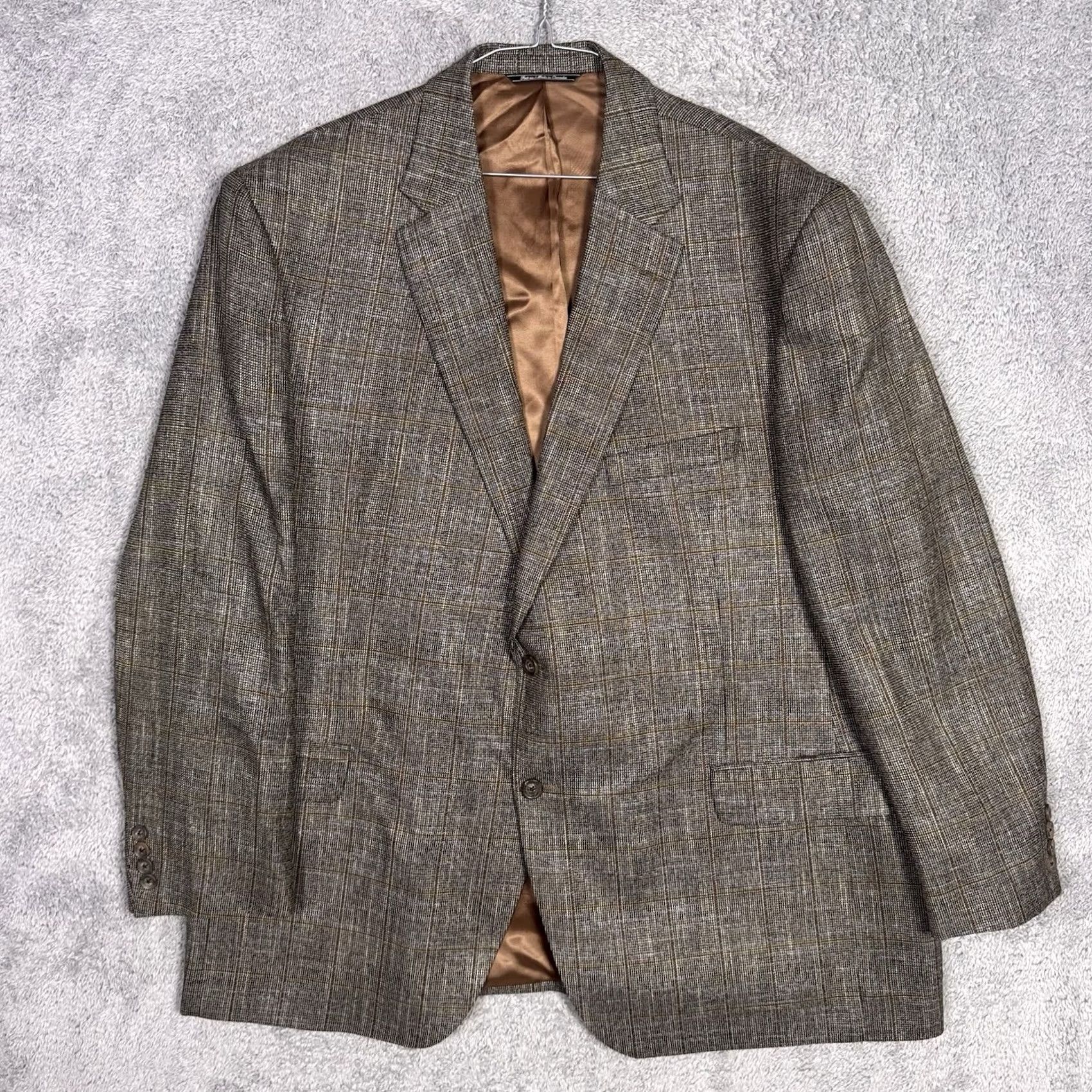 Jack Victor Jack Victor Blazer Men 48R Italian Wool Bamboo Viscose Soft Vince SPJ Windowpane Jacket Coat Size 48R - 3 Thumbnail