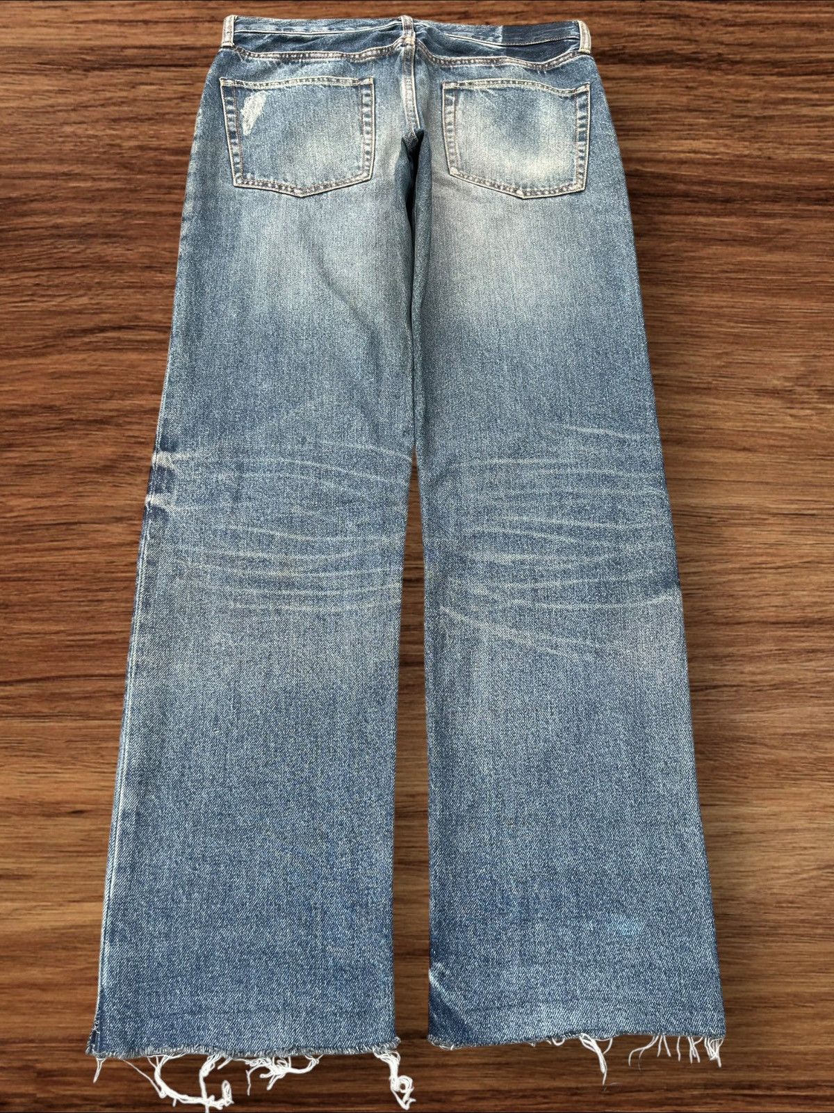 Japanese Brand Vintage Japanese Brand GU Distress Frayed Leg Blue Wash Jean Size US 32 / EU 48 - 2 Thumbnail
