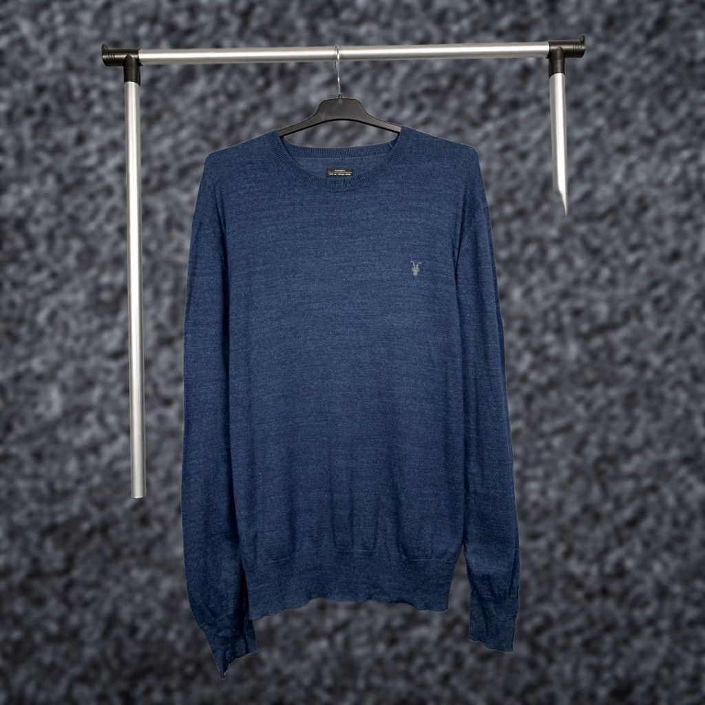 Allsaints Allsaints Vintage Mens Crew Neck Knit Sweater XL Blue Crew Neck Pullover Knit Cotton Sweater Mens XL Blue Size US XL / EU 56 / 4 - 1 Thumbnail