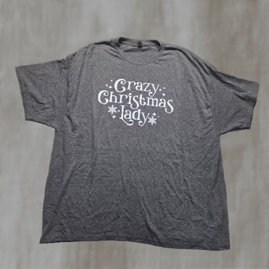 Gildan VINTAGE Crazy Christmas Lady Shirt Adult Women 3XL Gray Cotton Gildan T-Shirt Christmas Women's 3XL Shirt Size XXL / US 16-18 / IT 52-54 - 1 Thumbnail