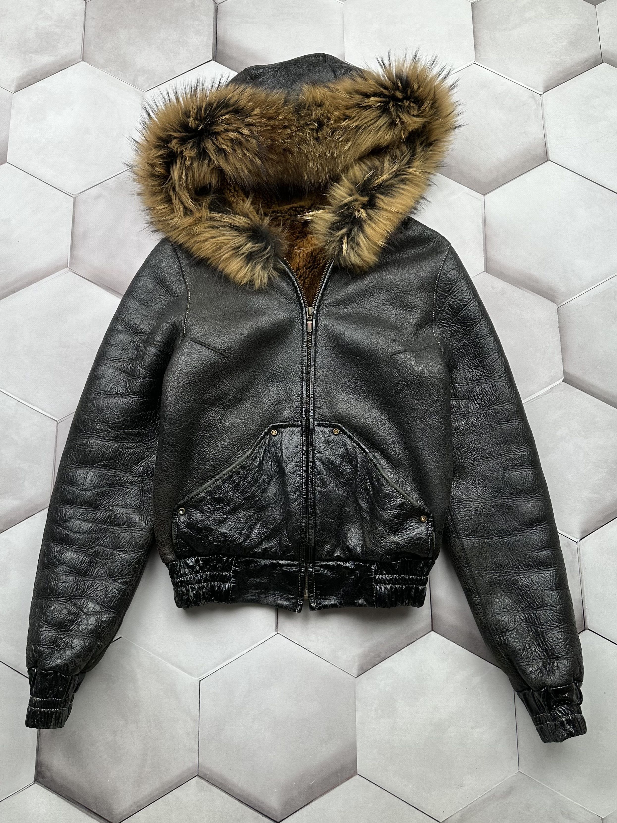 image of Leather Jacket x Sheepskin Coat Vintage Real Leather/real Sheepskin Jacket in Black, Women's (Size 