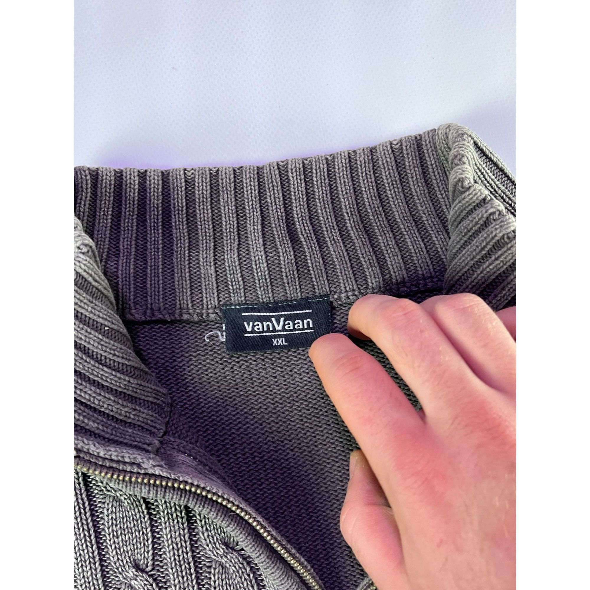 Vintage Vintage Heavy Knit Gray Cable Half-Zip Sweater Size US XL / EU 56 / 4 - 3 Thumbnail