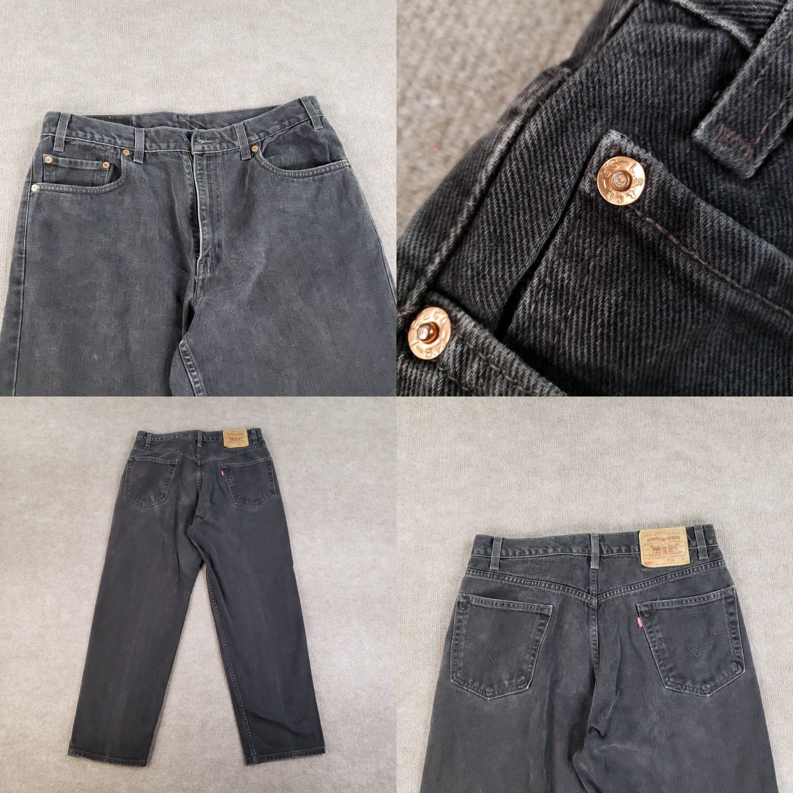 Levi's Levi's 550 Jeans Mens Black Denim 36x30 Relaxed Fit Straight Leg (34x28 Actual) Size US 36 / EU 52 - 10 Thumbnail