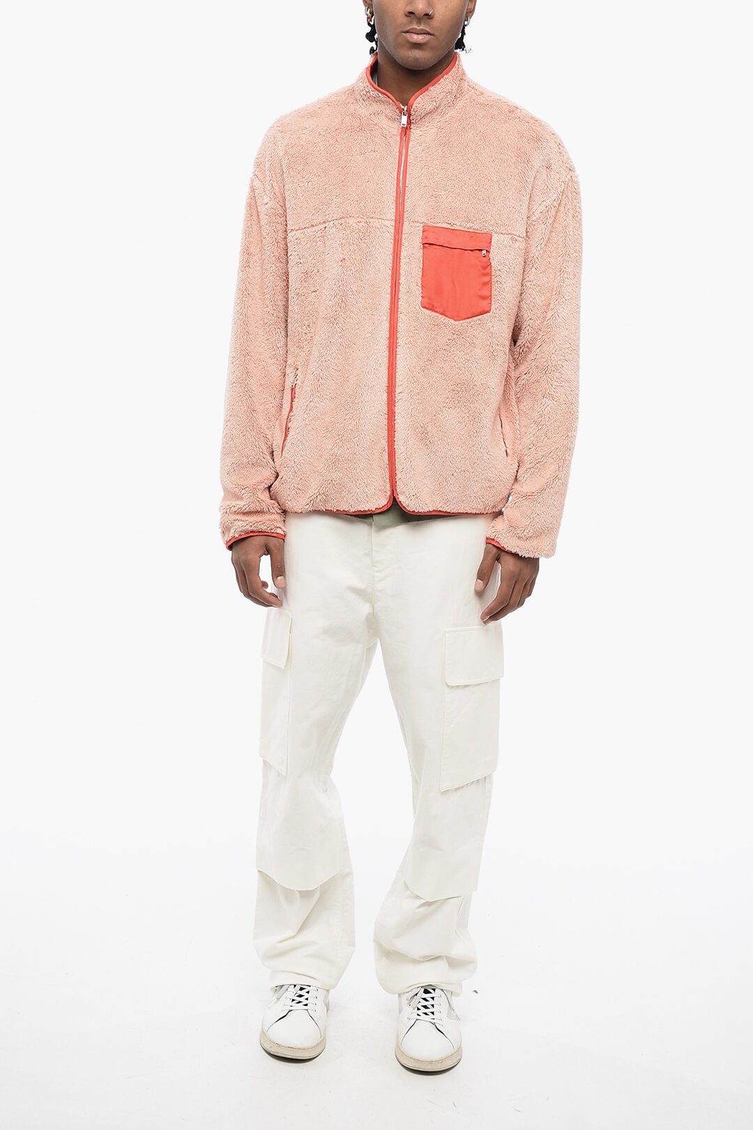 Jil Sander og1mm0625 Mock Neck Teddy Cotton Sweatshirt in Pink Size US M / EU 48-50 / 2 - 4 Thumbnail