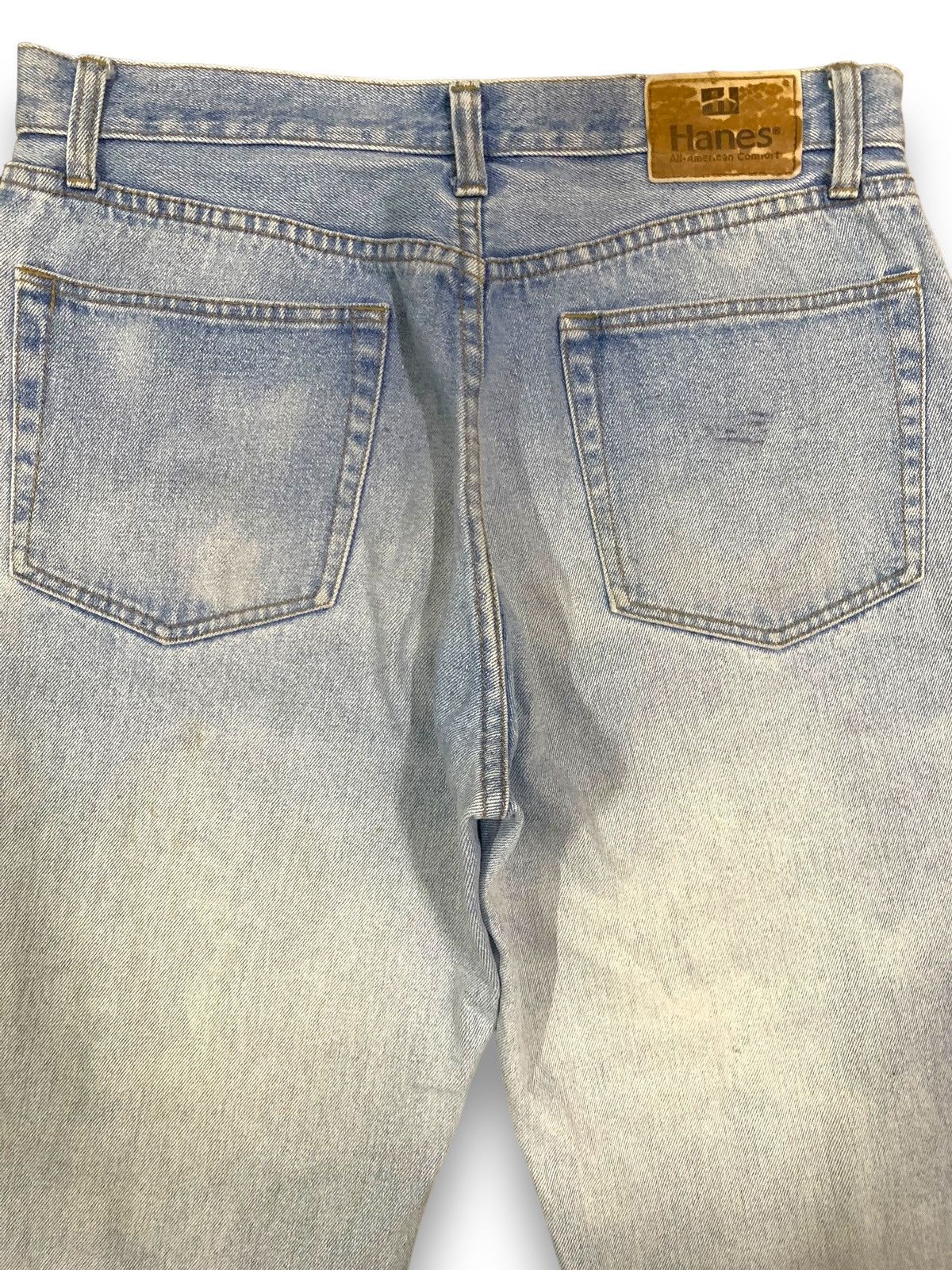 Hanes Vintage 80s Hanes Blue Wash Baggy Distressed Jeans Size US 32 / EU 48 - 12 Thumbnail