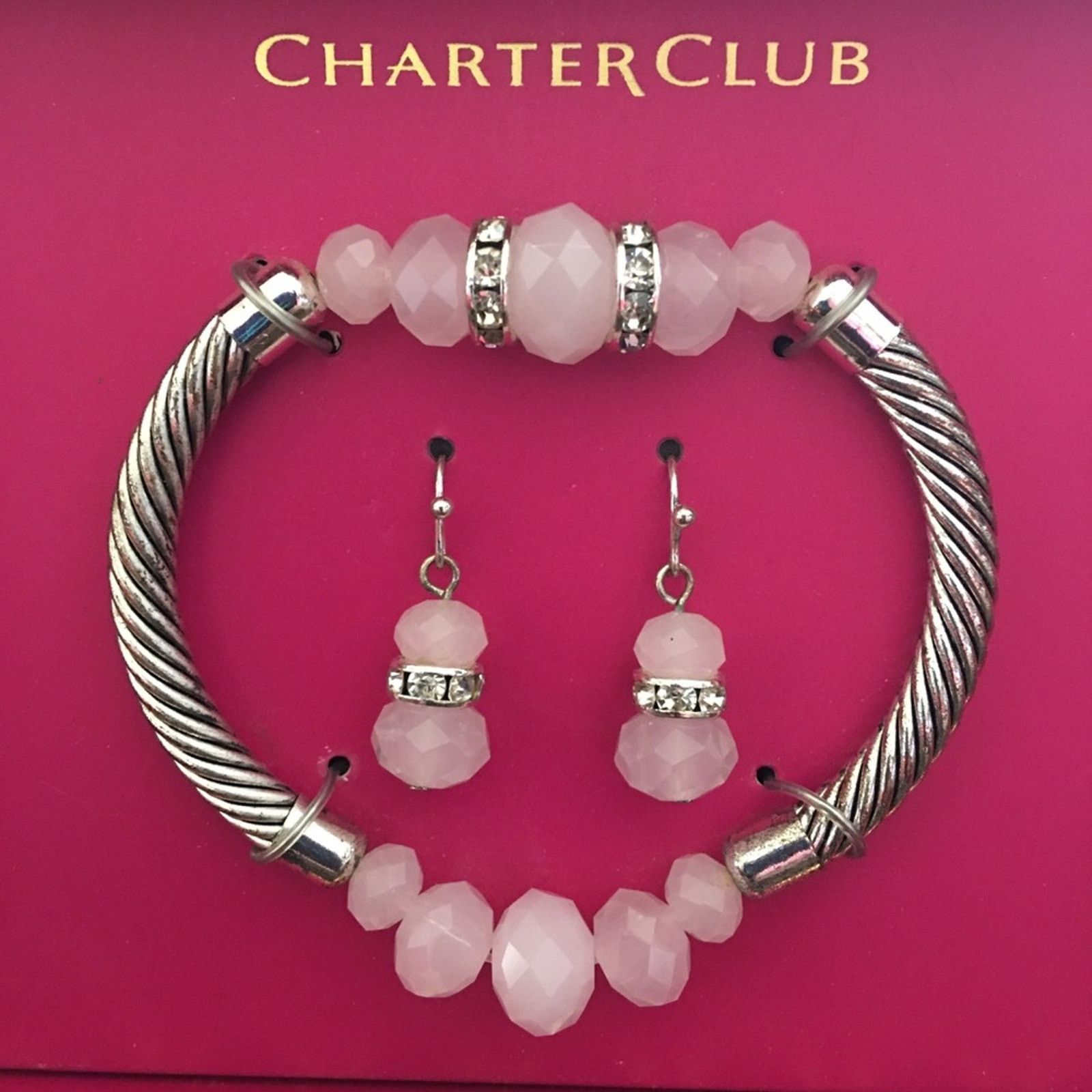 Jewelry Charter Club faceted pink glass stone jewelry set Size ONE SIZE - 4 Thumbnail