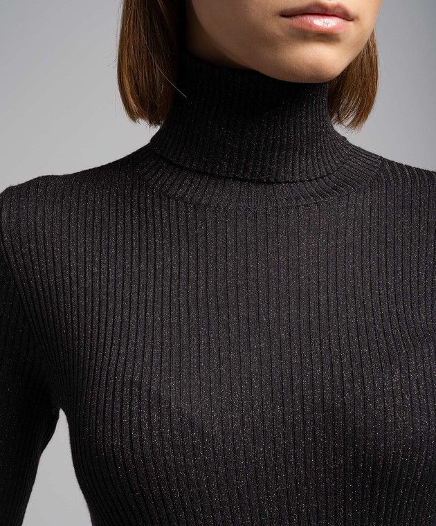 Brunello Cucinelli o1y0825 Turtleneck Cashmere Blend Sweater in Black Size XS / US 0-2 / IT 36-38 - 2 Thumbnail