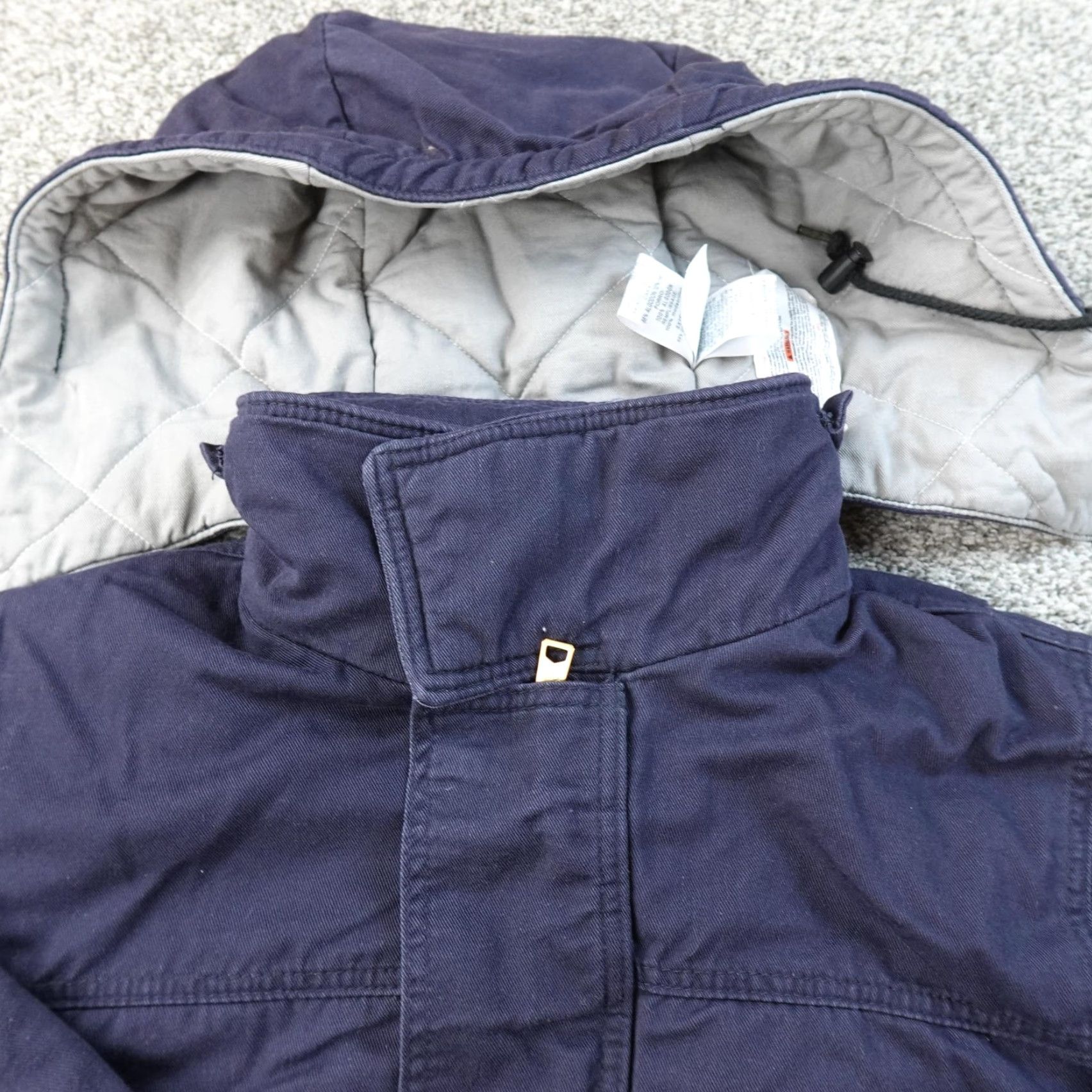 Vintage Bulwark Jacket Mens S Blue Flame Resistant FR Insulated Hooded Work Parka Coat Size US S / EU 44-46 / 1 - 4 Thumbnail