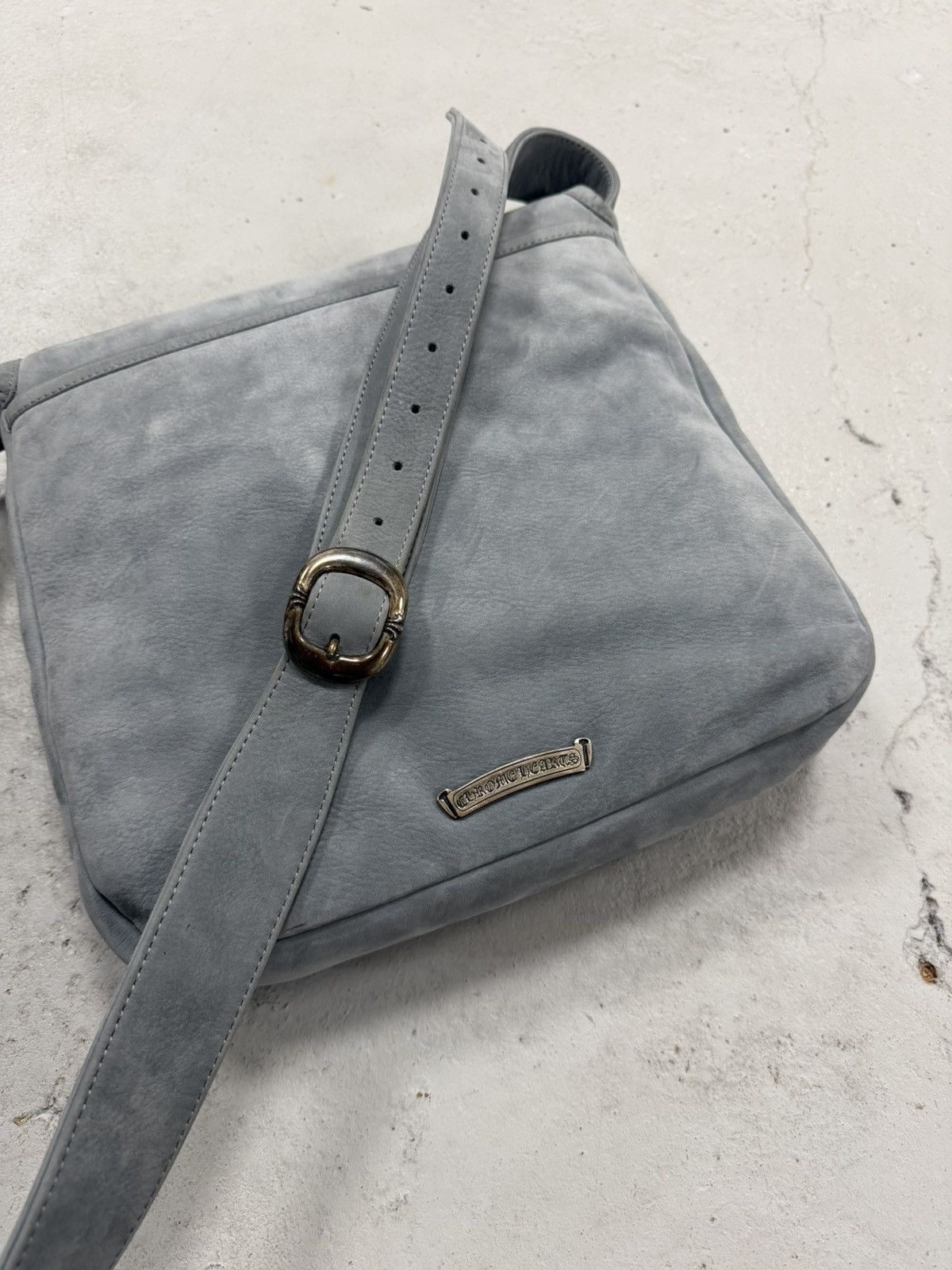 Chrome Hearts Chrome Hearts XL Filigree Suede Mail Messenger Side Bag Grey Size ONE SIZE - 5 Thumbnail