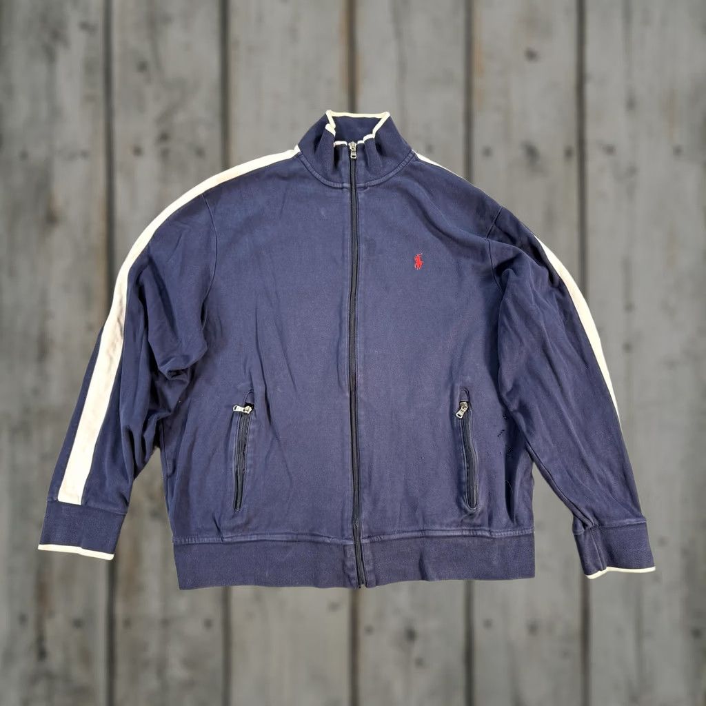 Polo Ralph Lauren Polo Ralph Lauren Jacket Mens XL Blue Full Zip Track Stripe Red Pony Logo Retro Size US XL / EU 56 / 4 - 1 Thumbnail