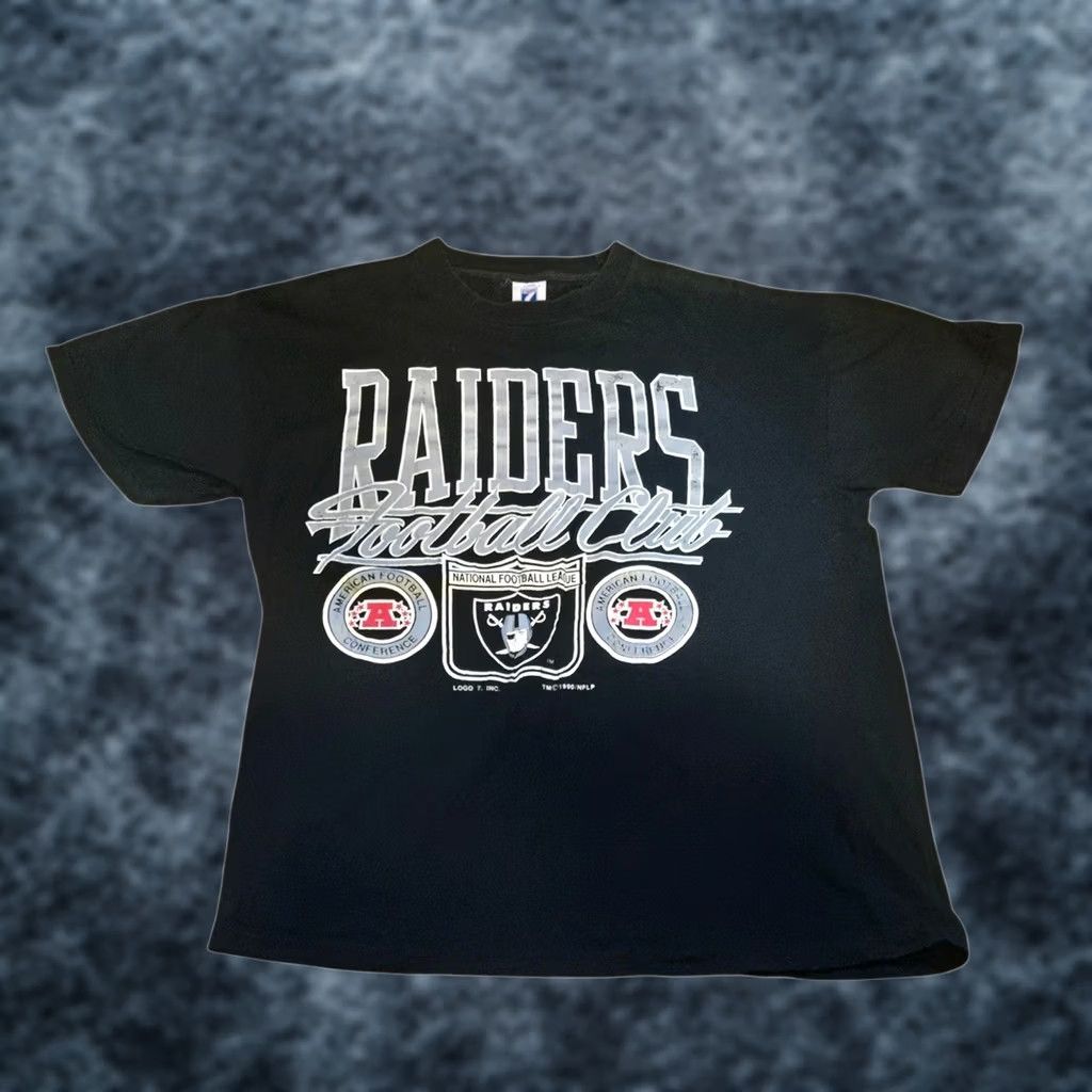 Logo 7 VINTAGE Logo 7 Oakland Raiders T-Shirt Men Large Black 1990s USA Made Graphic Tee Short Sleeve Cotton Men Size US L / EU 52-54 / 3 - 1 Thumbnail