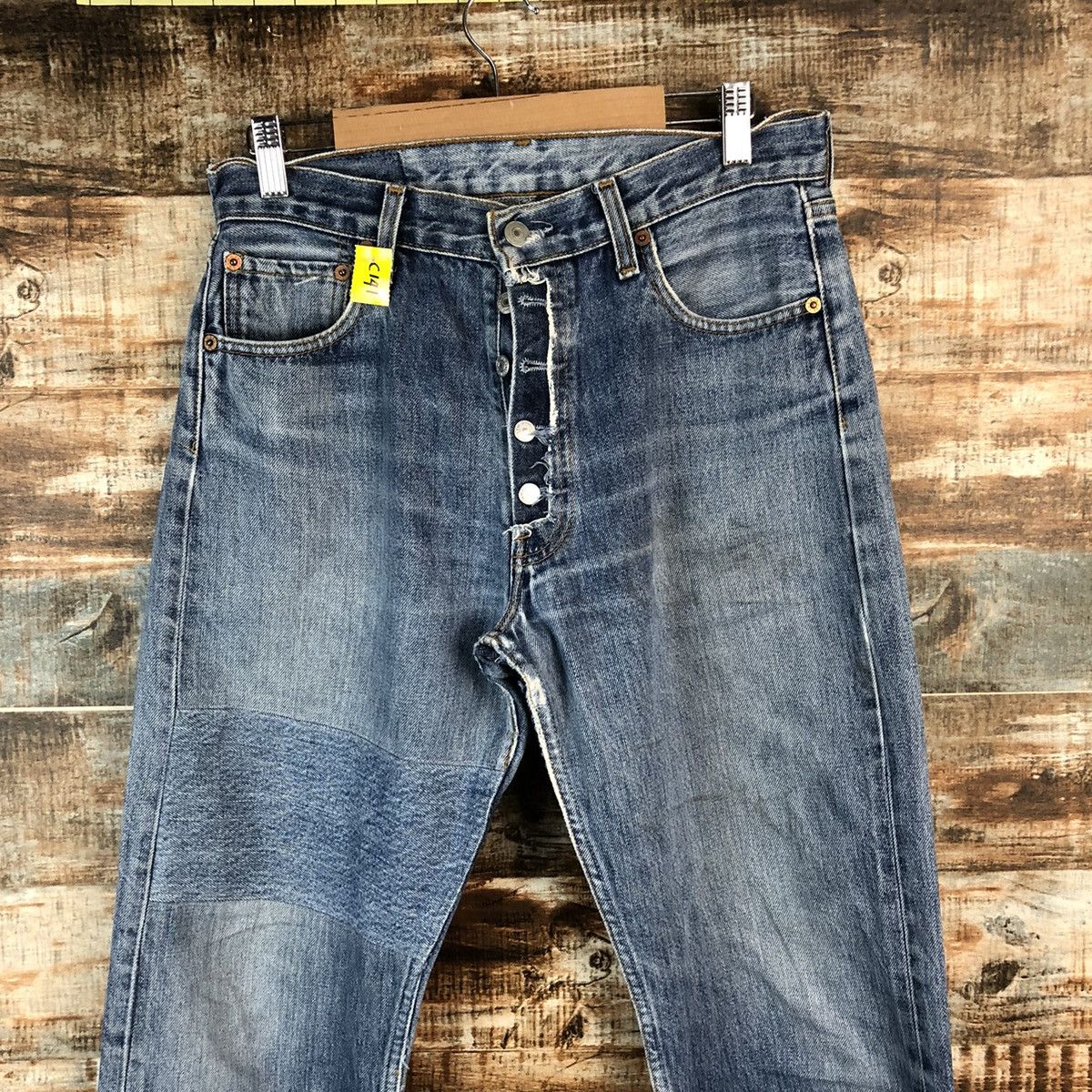 Japanese Brand DL Japan vintage ripped style Blue Denim Pants #C141 Size US 30 / EU 46 - 2 Thumbnail