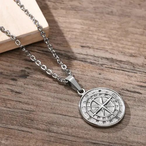 Jewelry × Vintage Necklace Pendant Stainless Steel Cuban Chain Casual Retro Size ONE SIZE - 4 Thumbnail