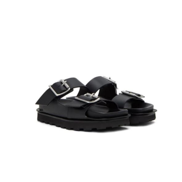 Jil Sander o1y1124 Double Buckle Leather Slippers in Black Size US 9 / EU 42 - 1 Thumbnail
