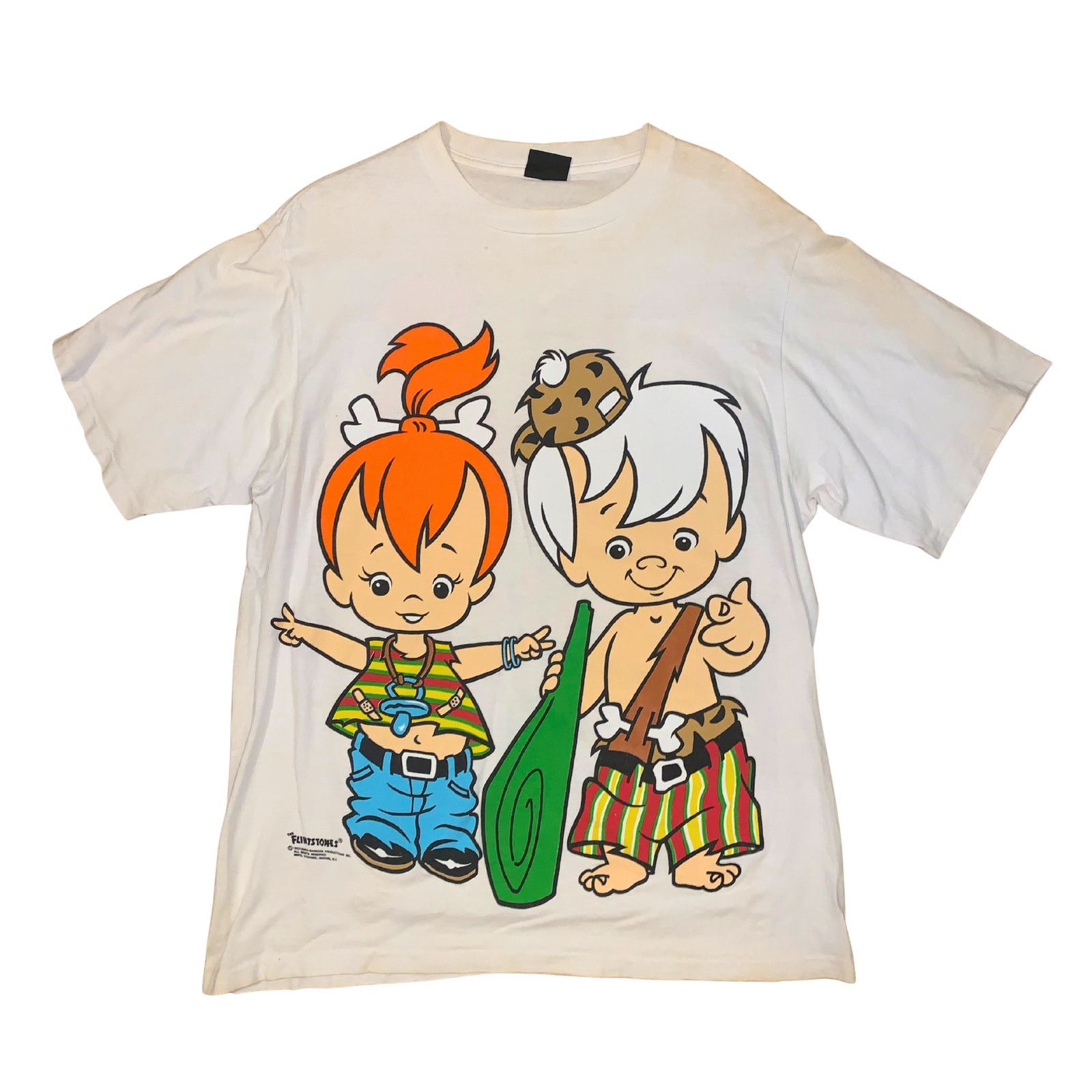 Other × Vintage Flintstones Bamm-Bamm Pebbles Tee Single Stitch AOP XL White Size US XL / EU 56 / 4 - 1 Thumbnail