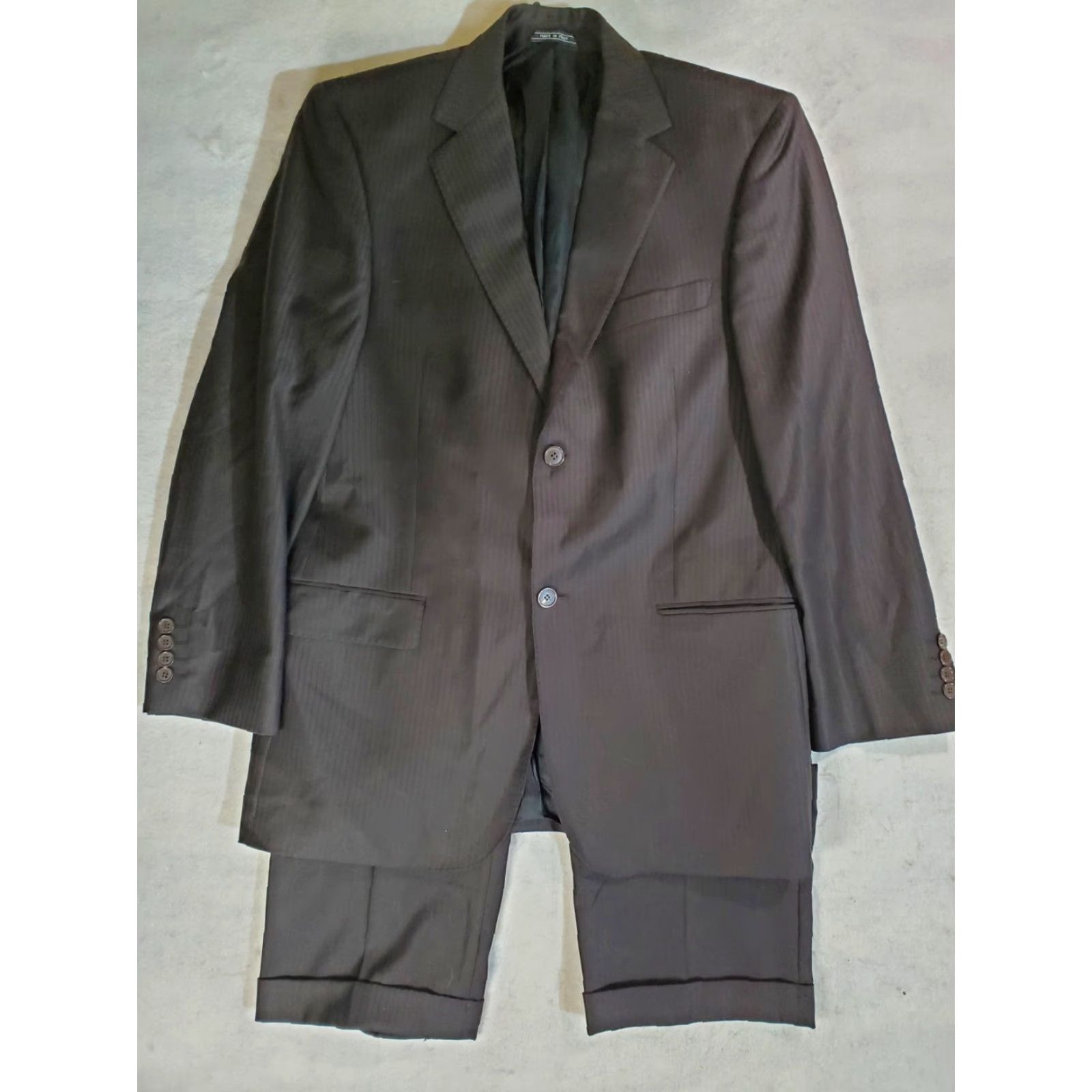 Alife VINTAGE Zanetti Zen Life Suit Mens Size 50R Regular 2 Piece Wool Black Notch Lapel 2-Button Genova Model 80s 90s Size 50R - 2 Thumbnail