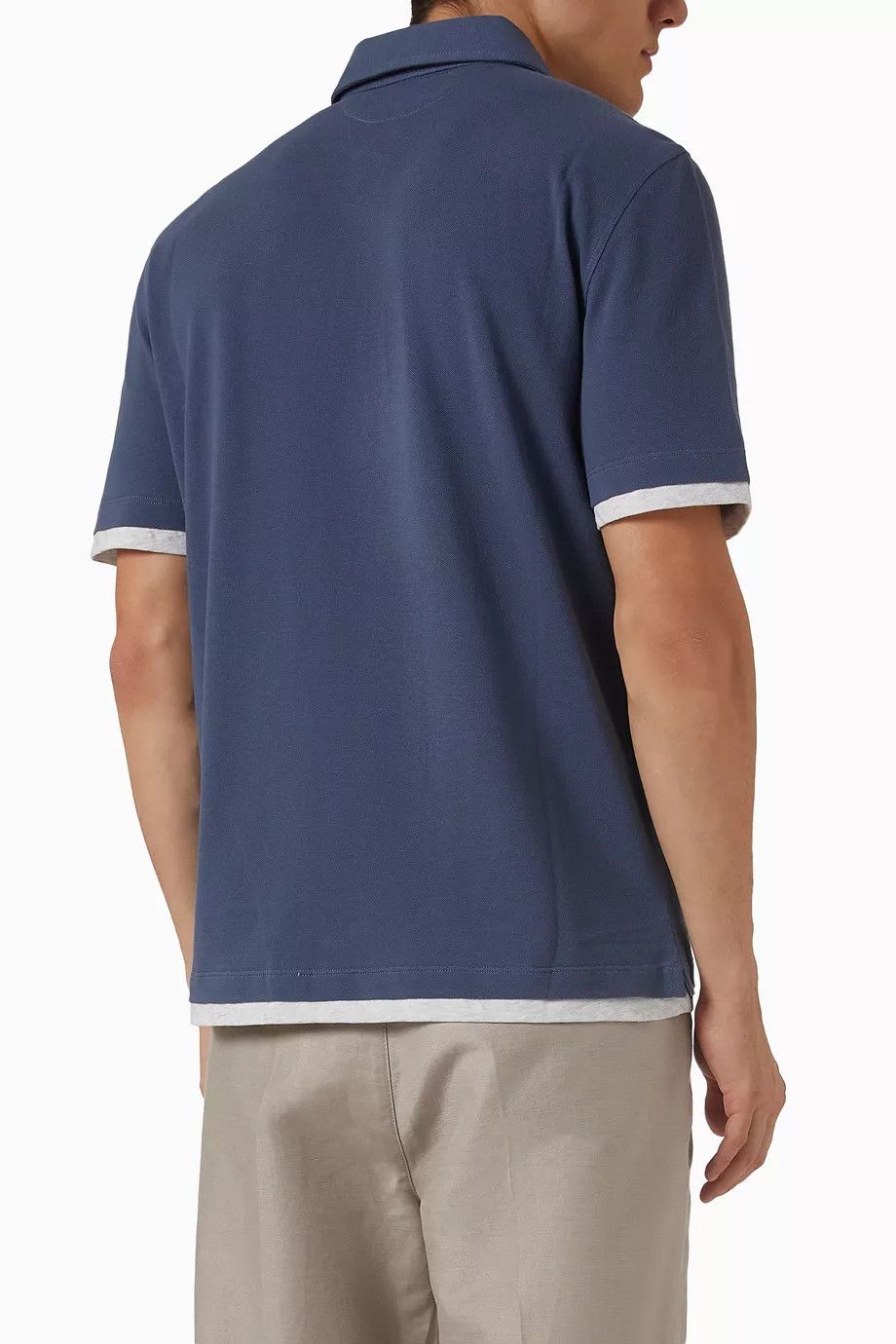 Brunello Cucinelli o1y0526 Polo Shirt in Navy Blue/Gray Size US XS / EU 42 / 0 - 2 Thumbnail