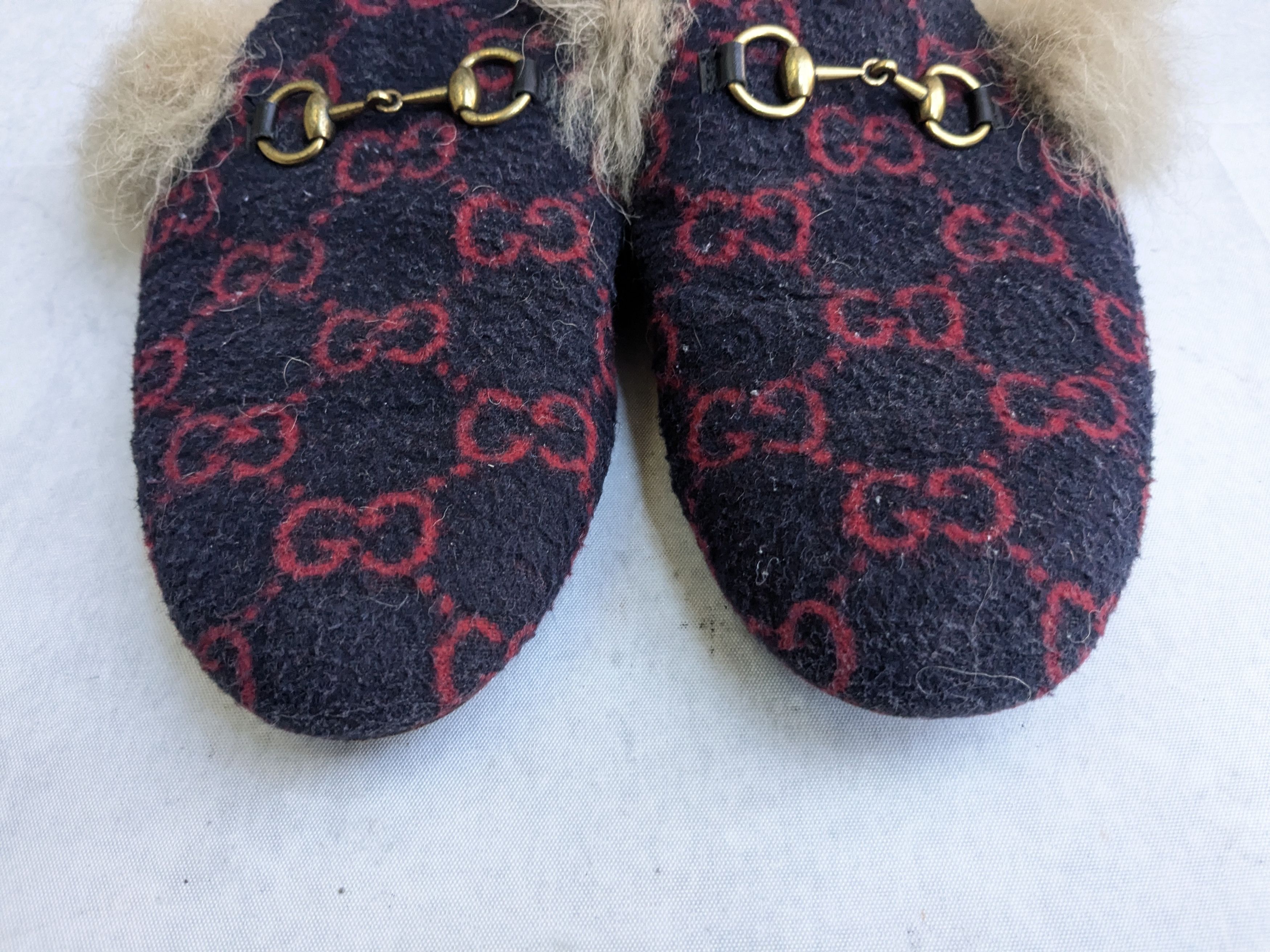 Gucci Gucci Princetown Horsebit Loafers Navy Blue Red Fur 7 40 Size US 7 / EU 40 - 4 Thumbnail