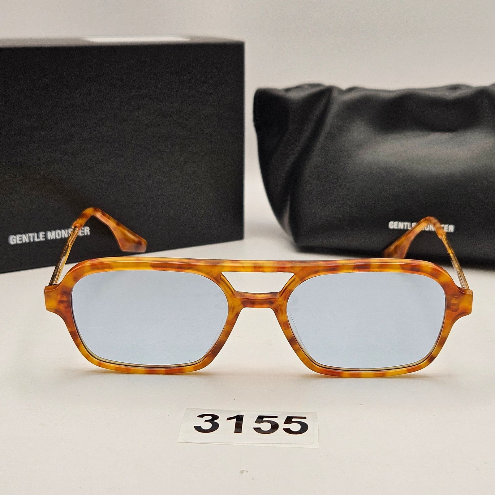 Gentle Monster GENTLE MONSTER KINGS TORTOISE AVIATOR SUNGLASSES BLUE LENS Size ONE SIZE - 3 Thumbnail