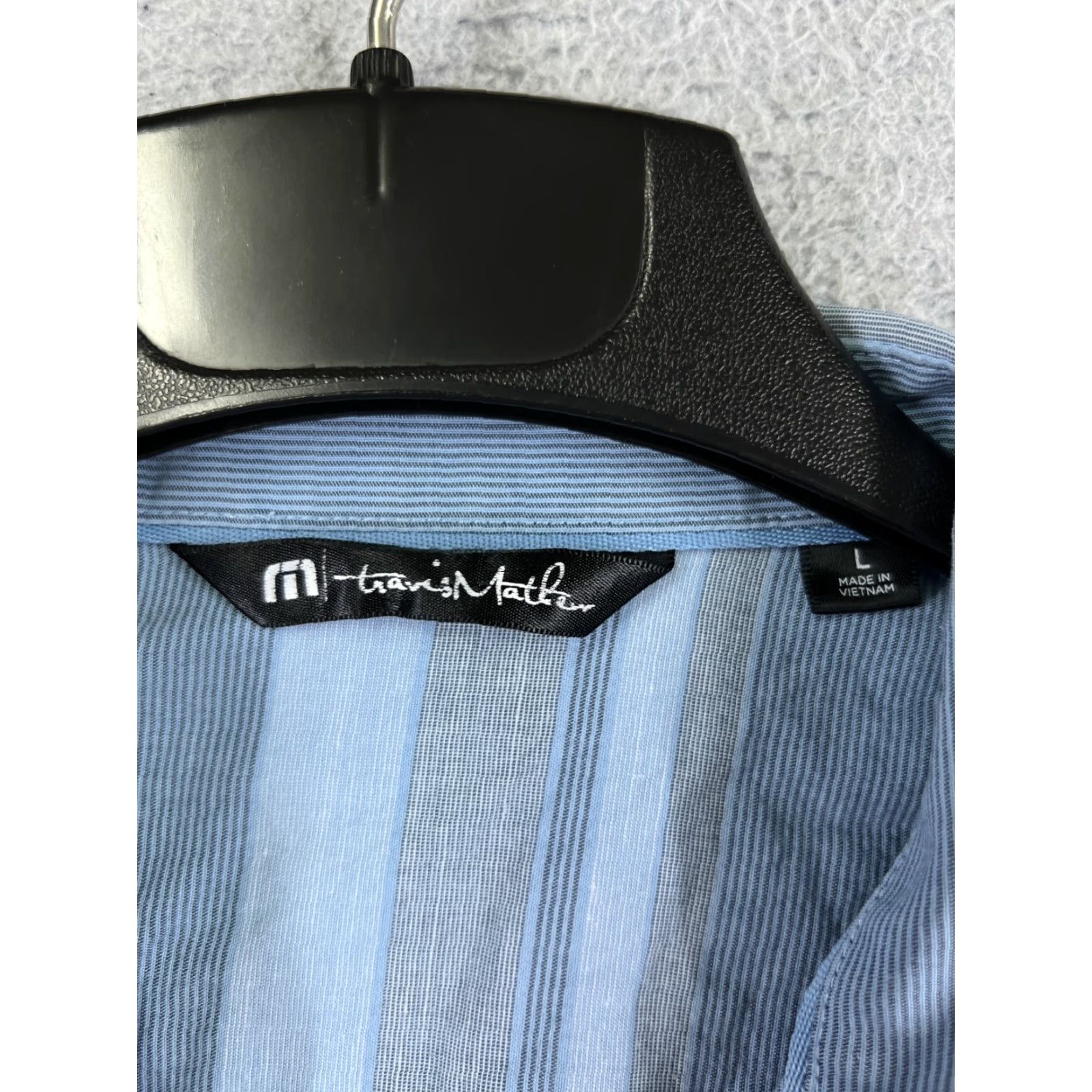 TravisMathew Travis Mathew Shirt Adult Large Blue Stripe Button Up Pocket Golf Outdoorsmen Size US L / EU 52-54 / 3 - 7 Thumbnail