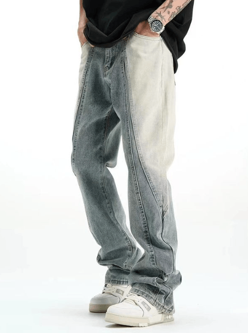 Japanese Brand × Jean White gradient washed vintage light blue jeans on both sides Size US 32 / EU 48 - 1 Thumbnail