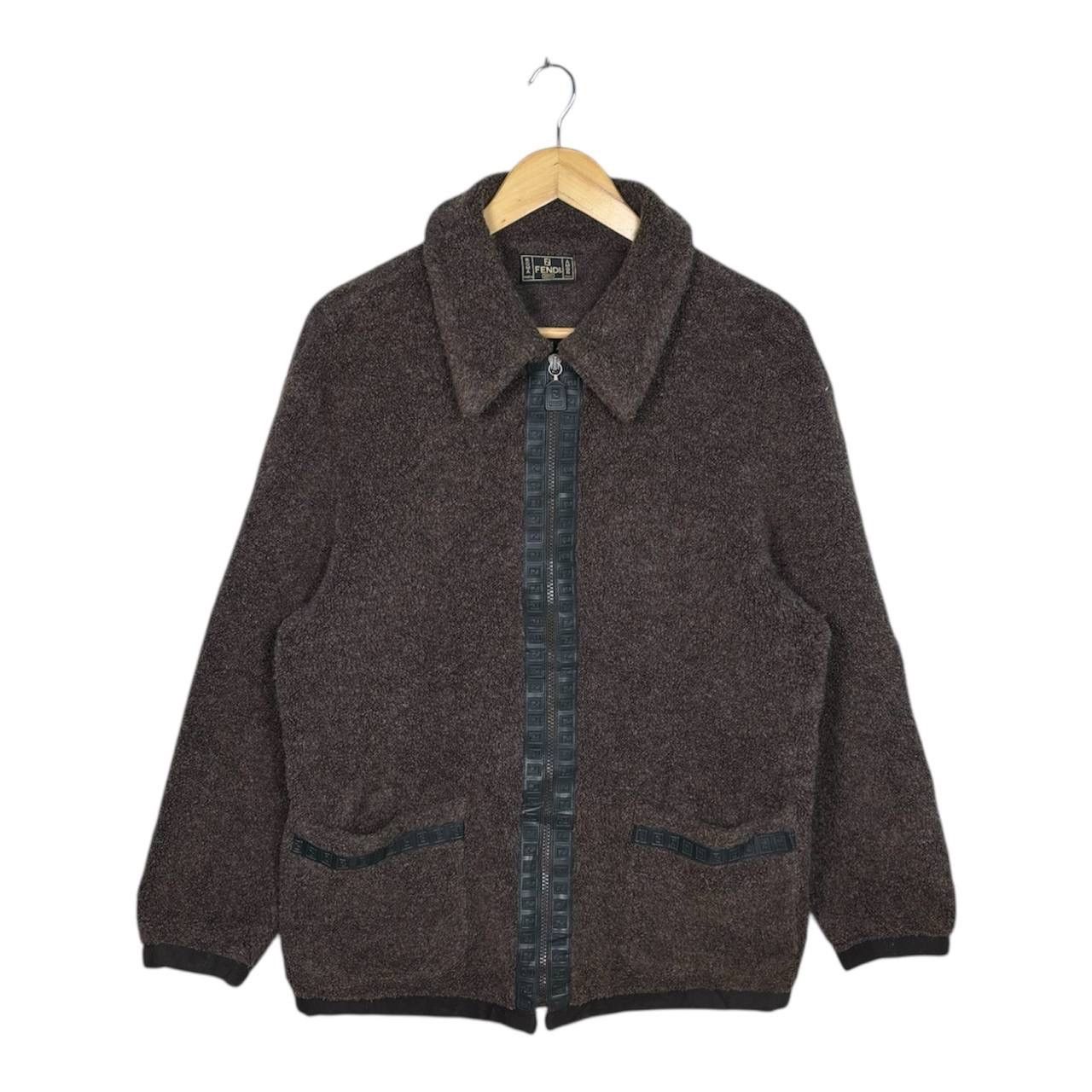 Fendi Vtg 90s FENDI Jeans Teddy Fleece Jacket Brown Wool Size 42 Size US L / EU 52-54 / 3 - 1 Thumbnail