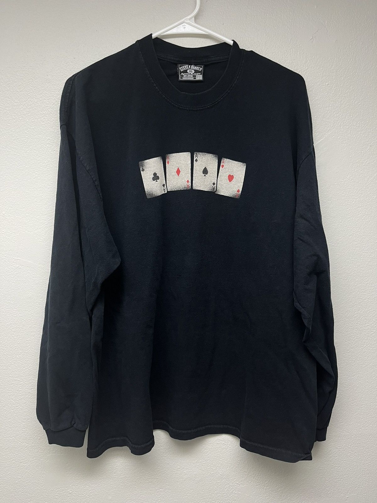Steve And Barrys Vintage Steve & Barrys Aces Poker Cards Black Longsleeve Size US XL / EU 56 / 4 - 1 Thumbnail