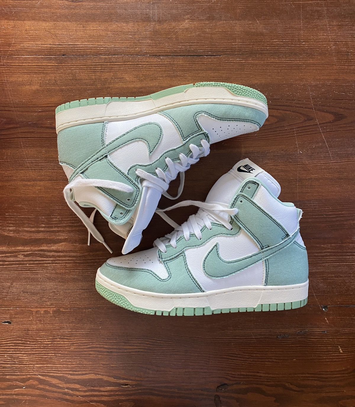 Nike Nike Women’s Dunk Hi 1985 Enamel Green ‘Denim’ New Box 9.5 | Grailed