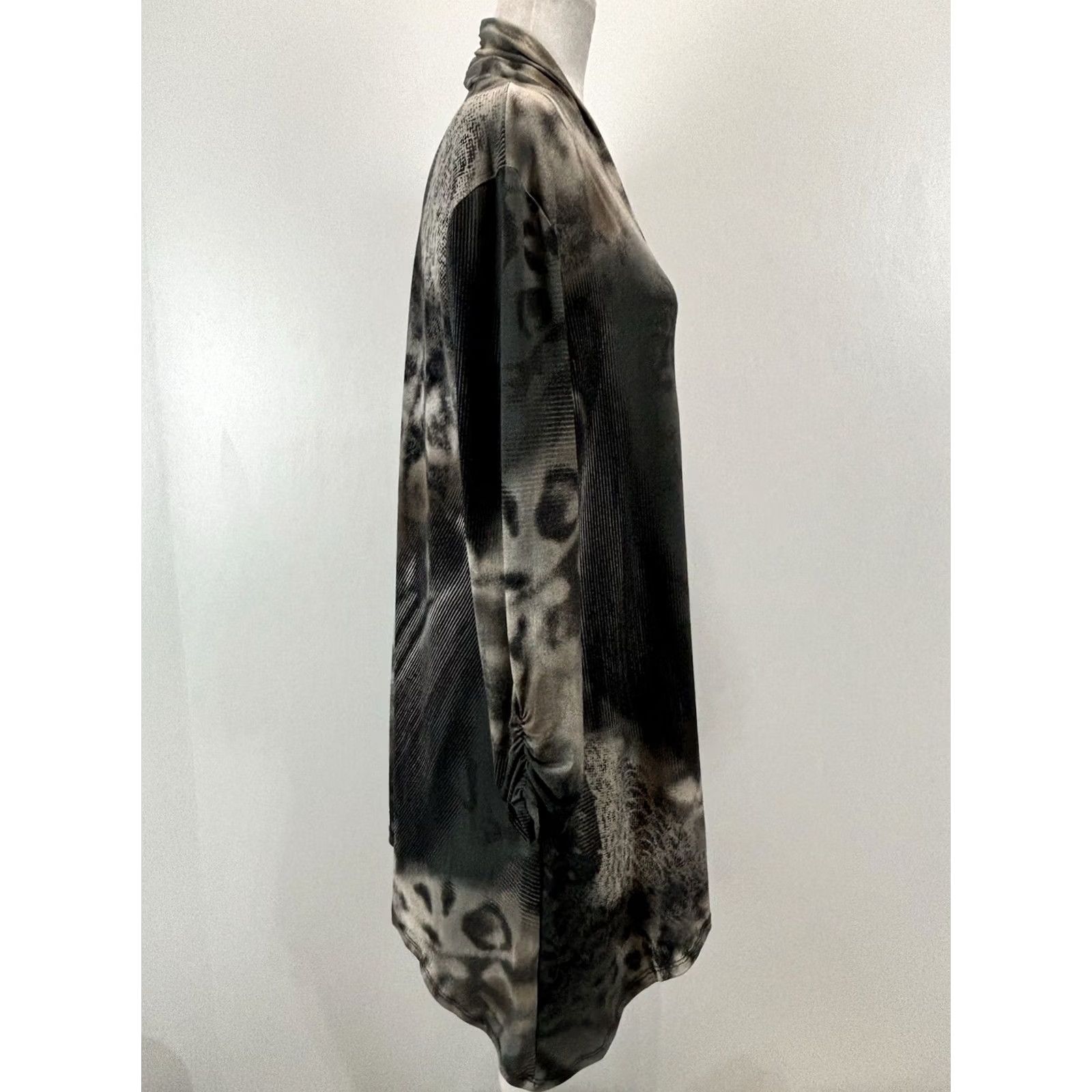 X-LARGE Clara Sun Woo Shirt Tunic Top Women’s Sz X-Large Grey Black Asymmetric Slinky Size XL / US 12-14 / IT 48-50 - 4 Thumbnail