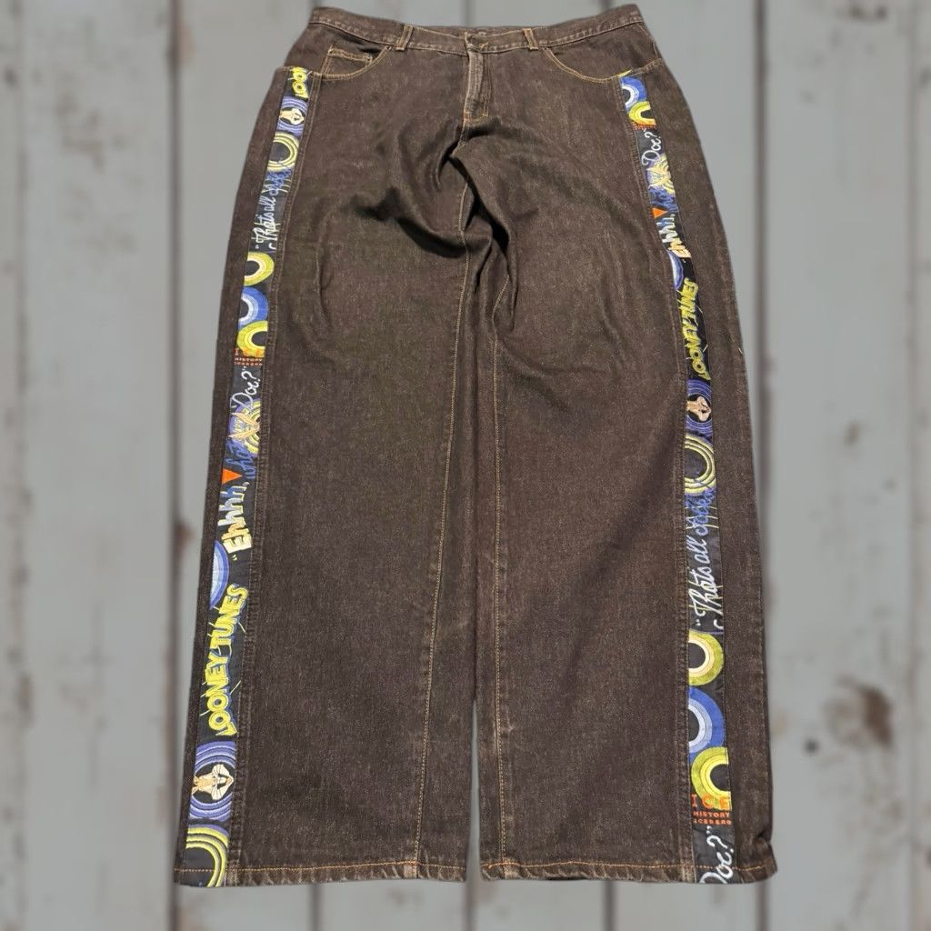 Vintage Iceberg Jeans History Bugs Bunny Looney Tunes Mens 42x34 Black Baggy Italy Wide Leg Jeans Distressed Stretch 5-Pocket Hip Hop Modern Wide-Leg Mens Size US 42 / EU 58 - 1 Thumbnail