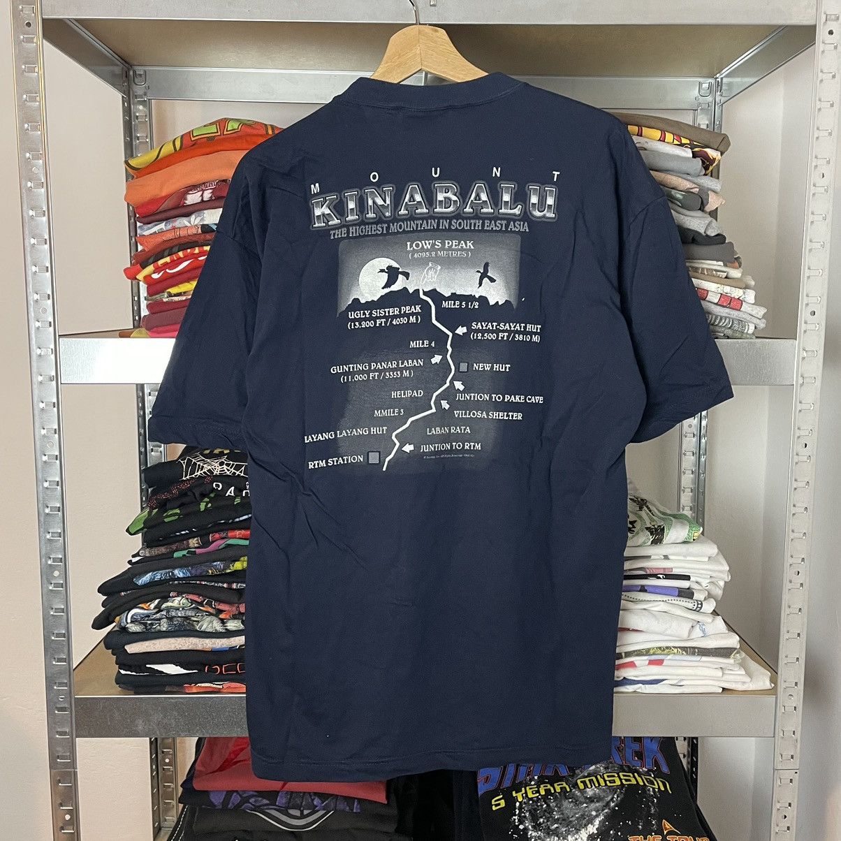 Vintage Vintage Boxy mountain Kinabalu Skateboard nature 90s Navy XL