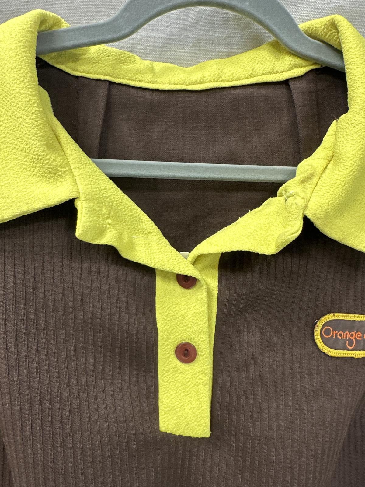 Designer Vintage Orange Julius Polo Shirt - Brown with Yellow Accents Size M / US 6-8 / IT 42-44 - 5 Thumbnail