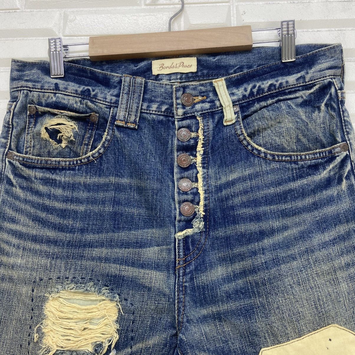 Japanese Brand Bonds & Peace Street Fashion Patchwork Distressed Denim Size US 30 / EU 46 - 11 Thumbnail