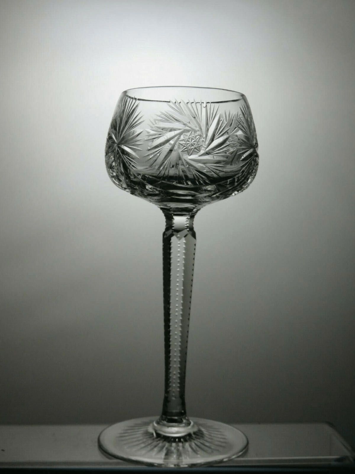Other Bohemia Crystal "Pinwheel" Cut Glass Tall Hock Glass 7 1/2" Size ONE SIZE - 1 Thumbnail