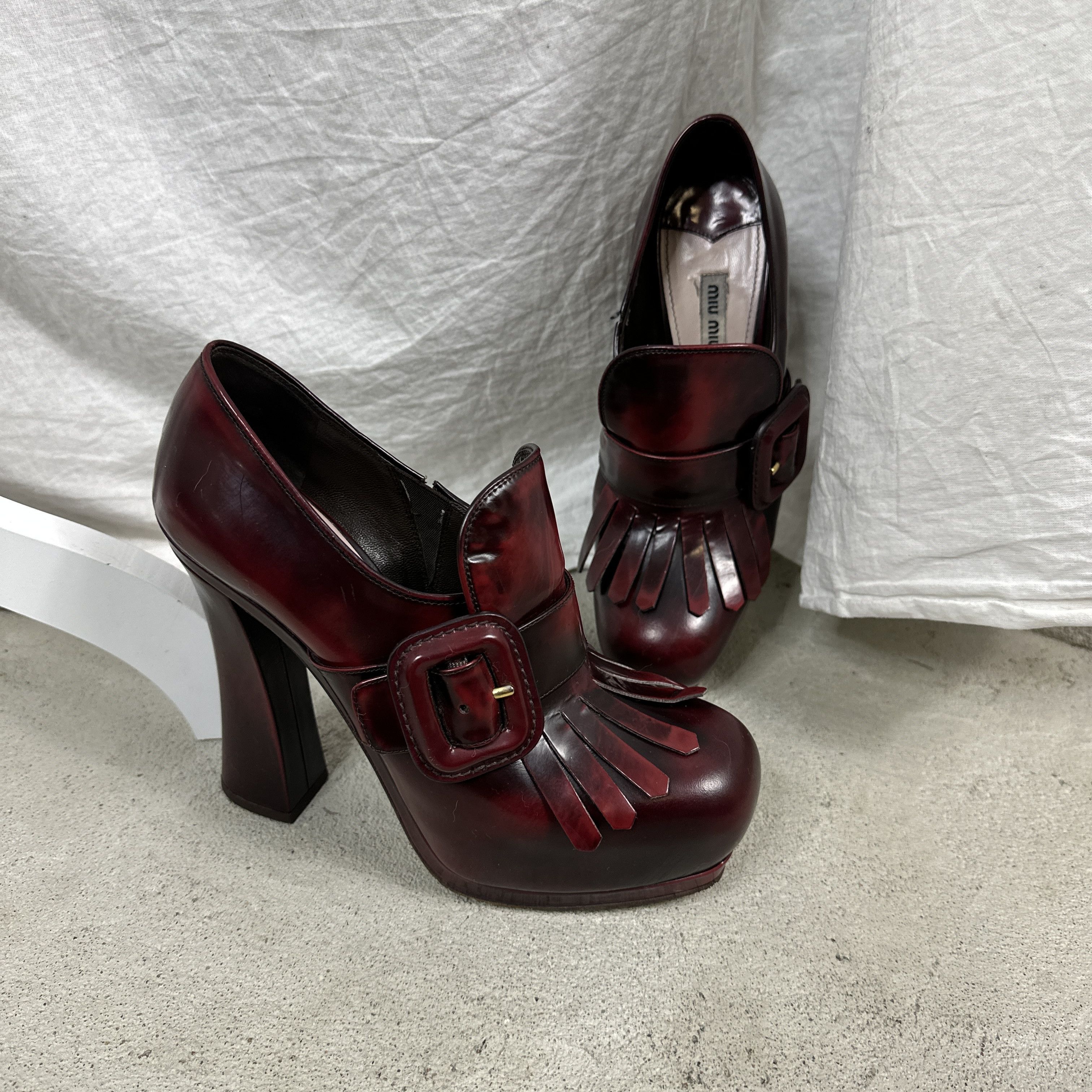 Miu Miu × Vintage Vintage Miu Miu Elevated Platform Loafers Leather Shoes Size US 9 / IT 39 - 12 Thumbnail